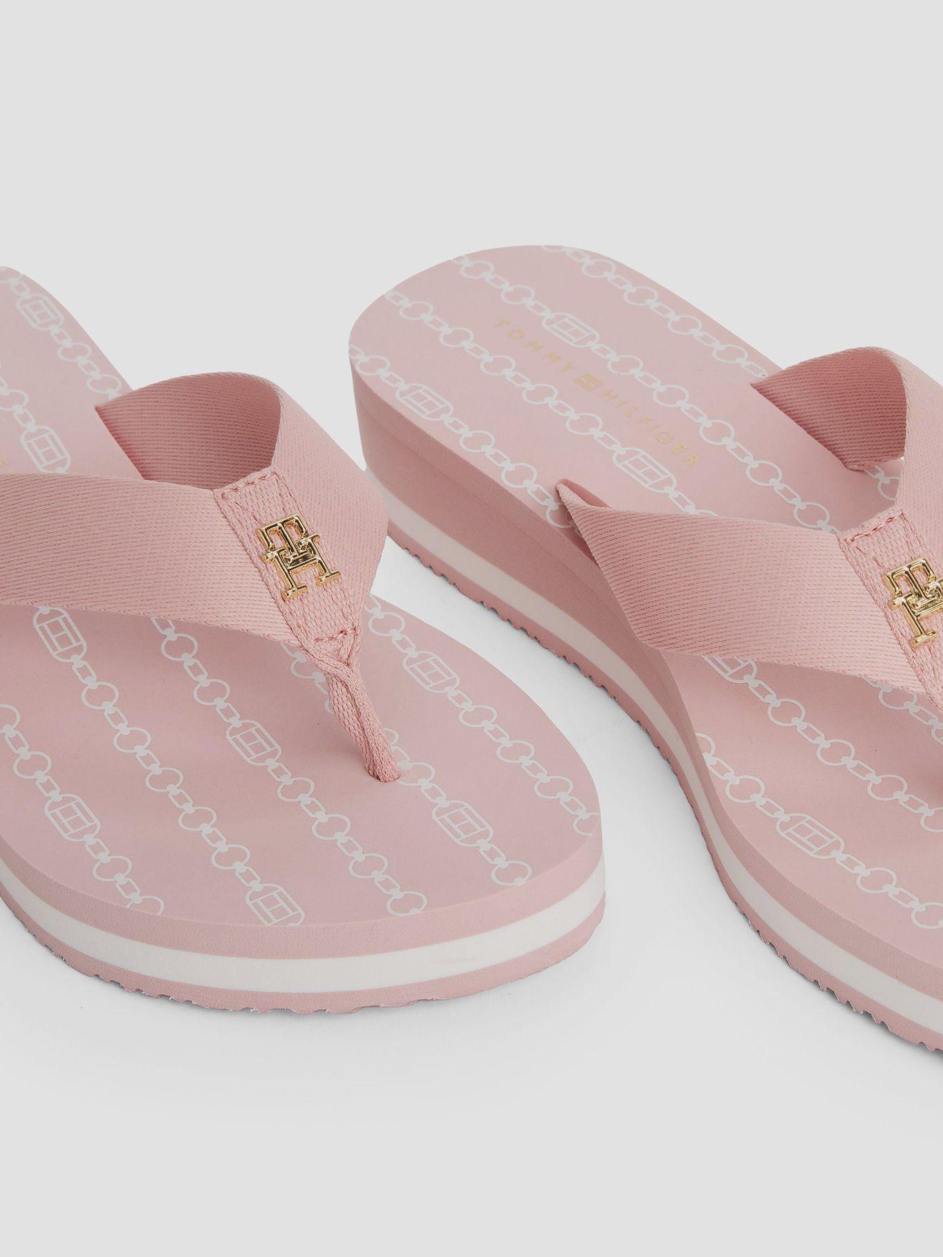 Sandalias De Cuña Monograma Th Rosado Tommy Hilfiger-6