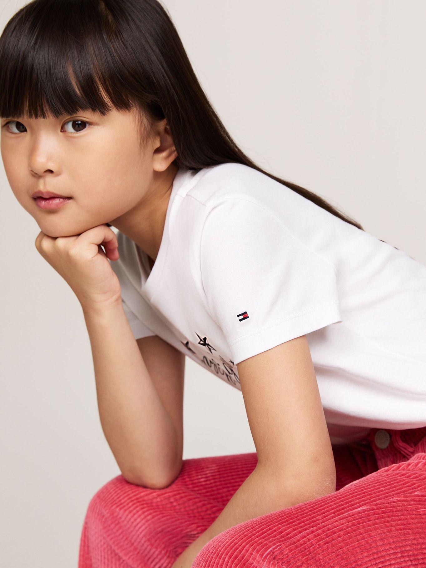 Polera De Niña Con Logo Script Blanco Tommy Hilfiger-3