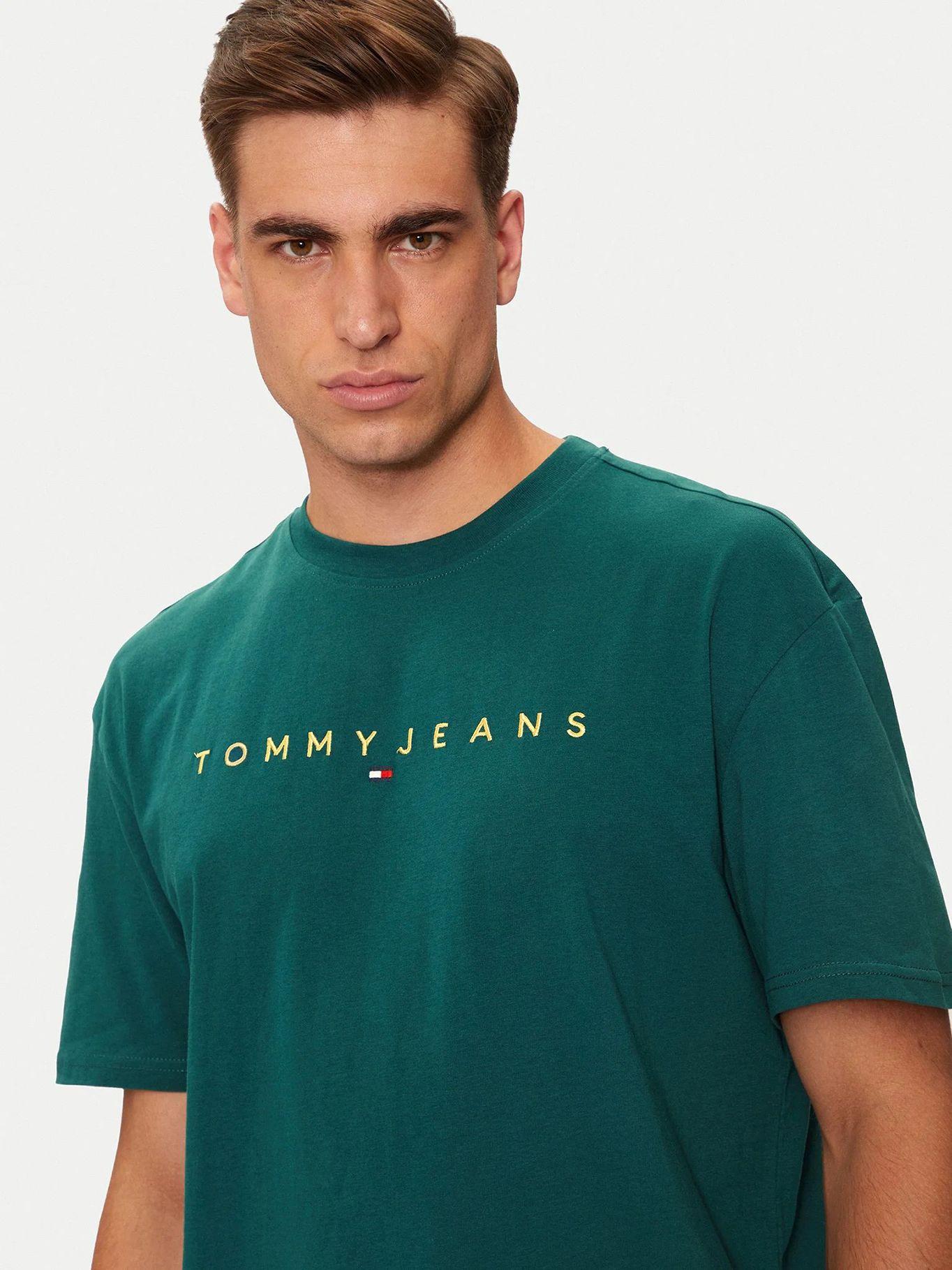 Polera Regular Fit Con Logo Bordado Verde Tommy Jeans-3