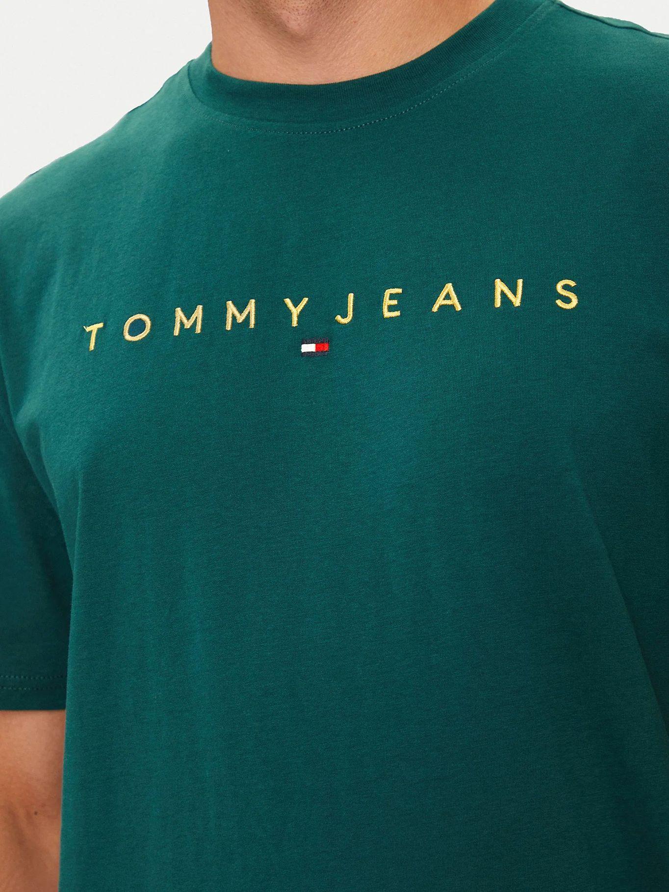 Polera Regular Fit Con Logo Bordado Verde Tommy Jeans-4