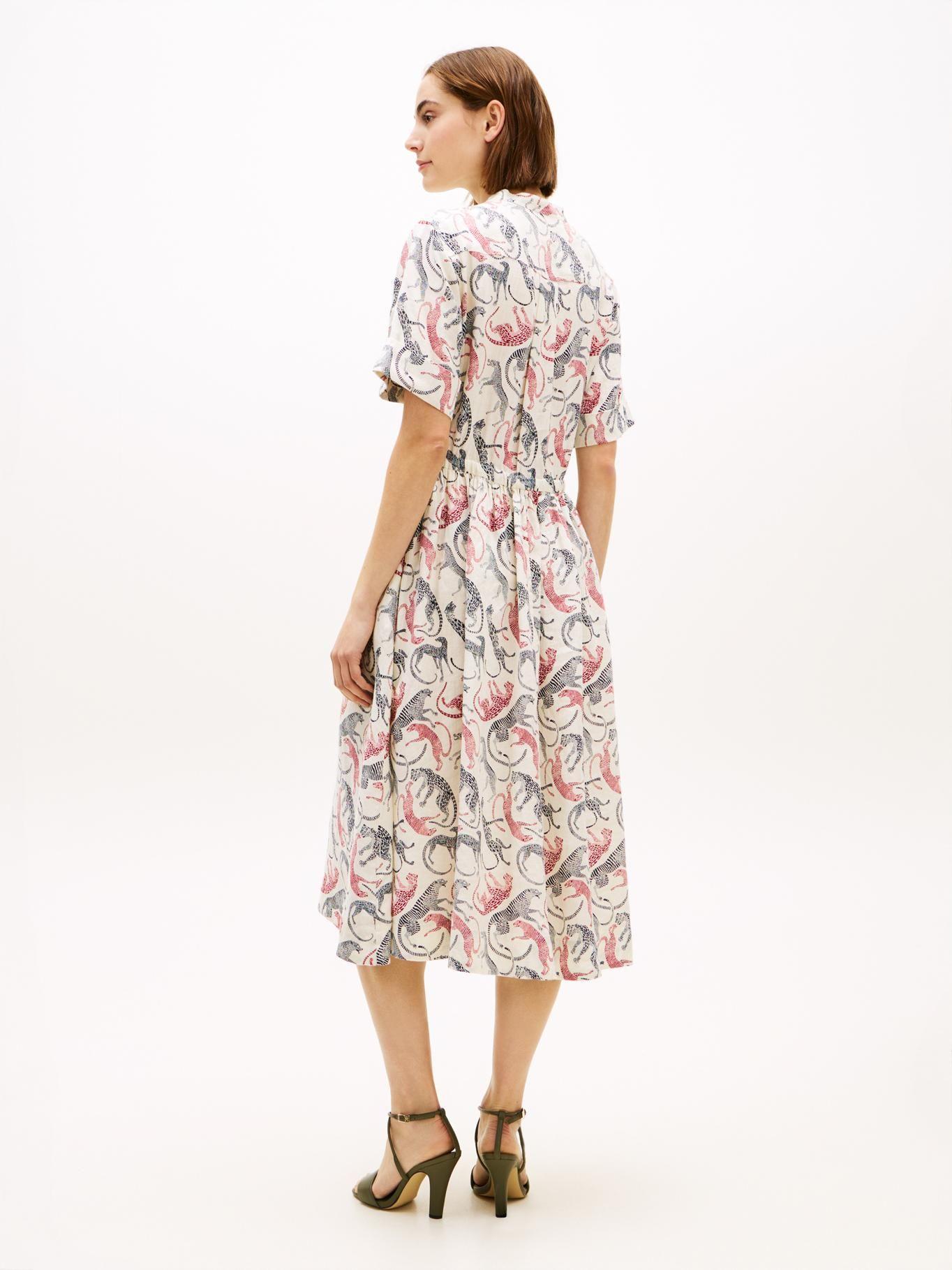 Vestido Camisero De Lino Estampado-1