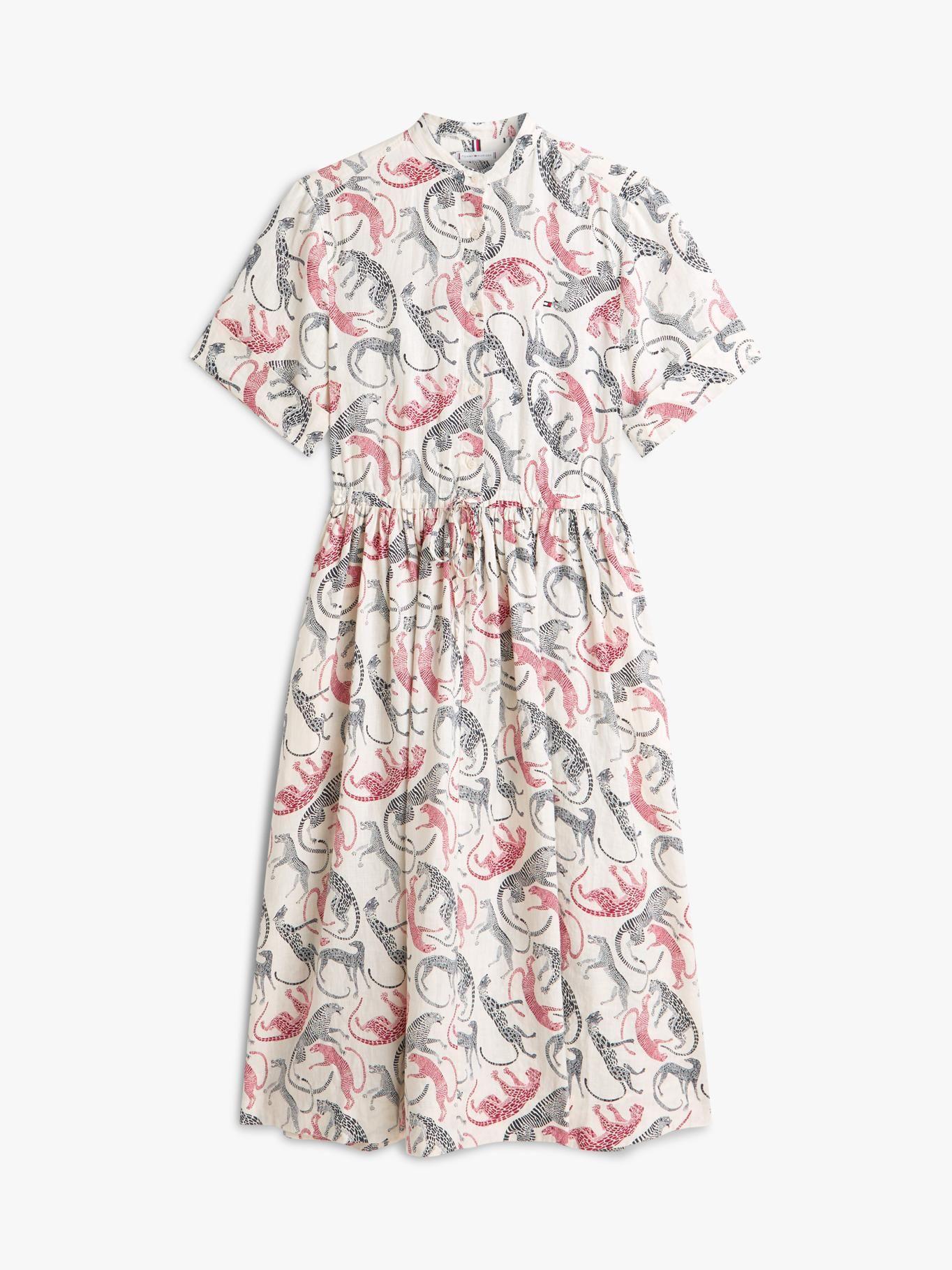 Vestido Camisero De Lino Estampado-4