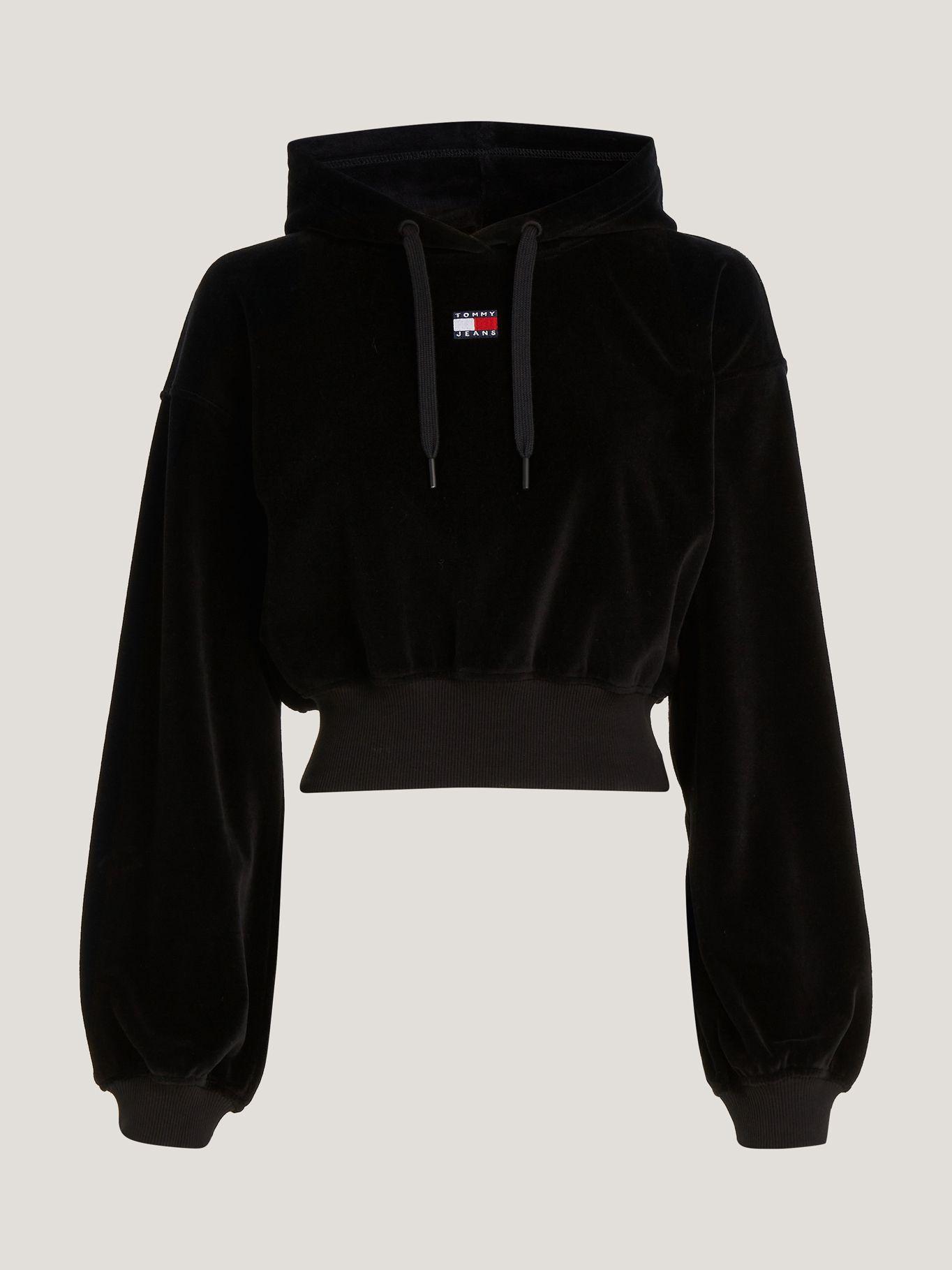 POLERÓN HOODIE VELOUR CROPPED NEGRO TOMMY JEANS-4