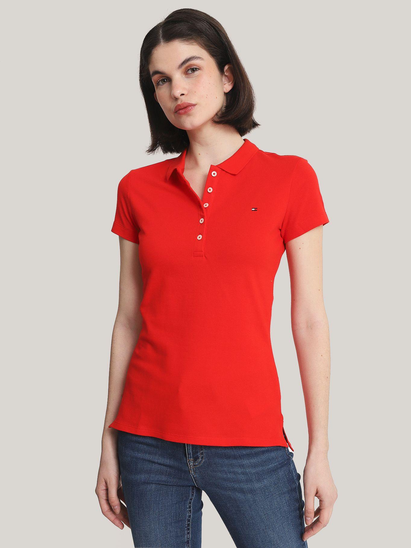 Polo Solid Slim Fit Con 5 Botones Rojo Tommy Hilfiger-0
