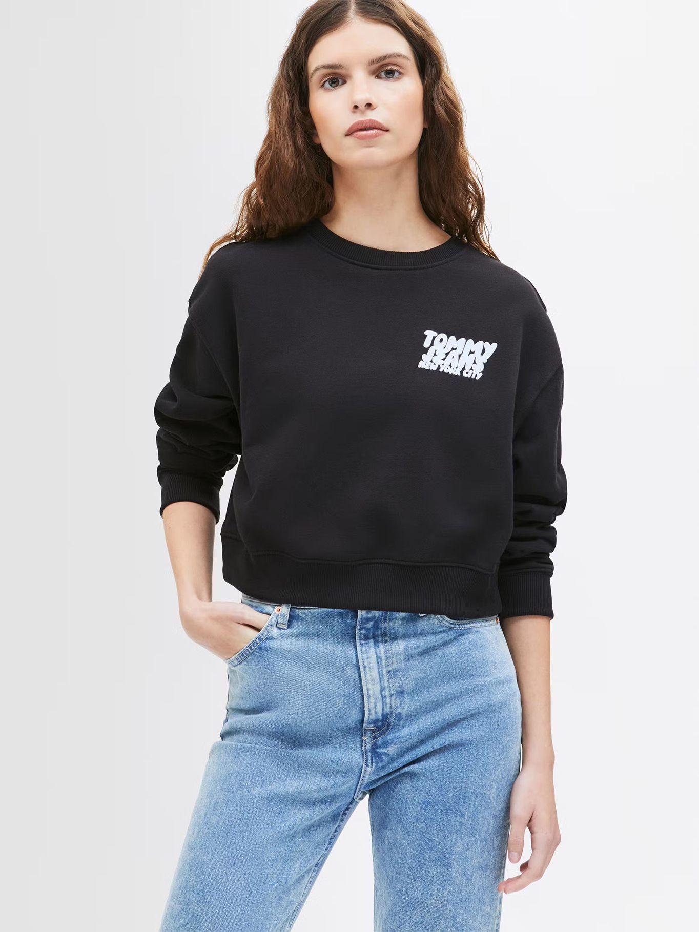 Polerón Cropped Bubble Logo Negro Tommy Jeans-0