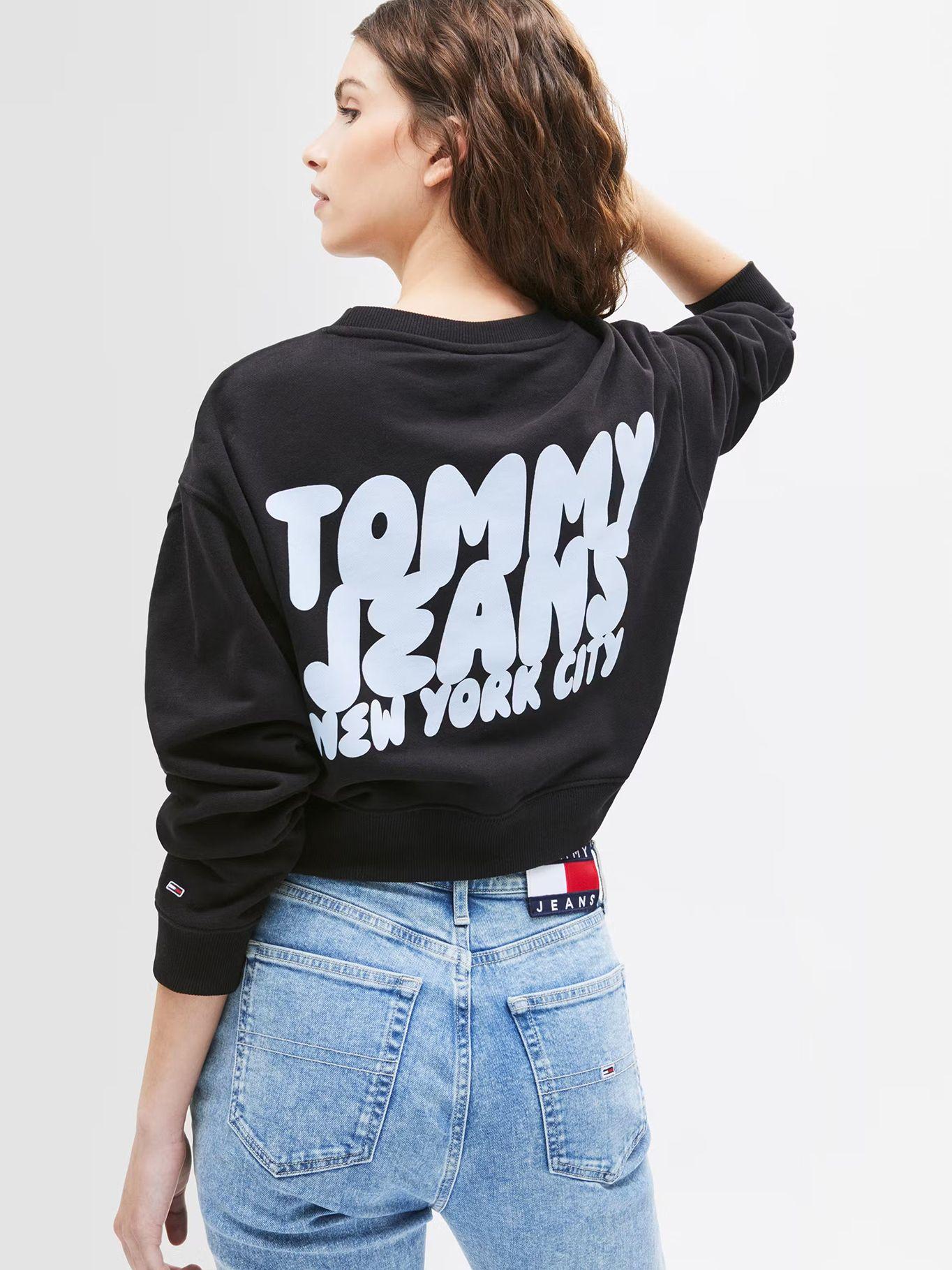 Polerón Cropped Bubble Logo Negro Tommy Jeans-3
