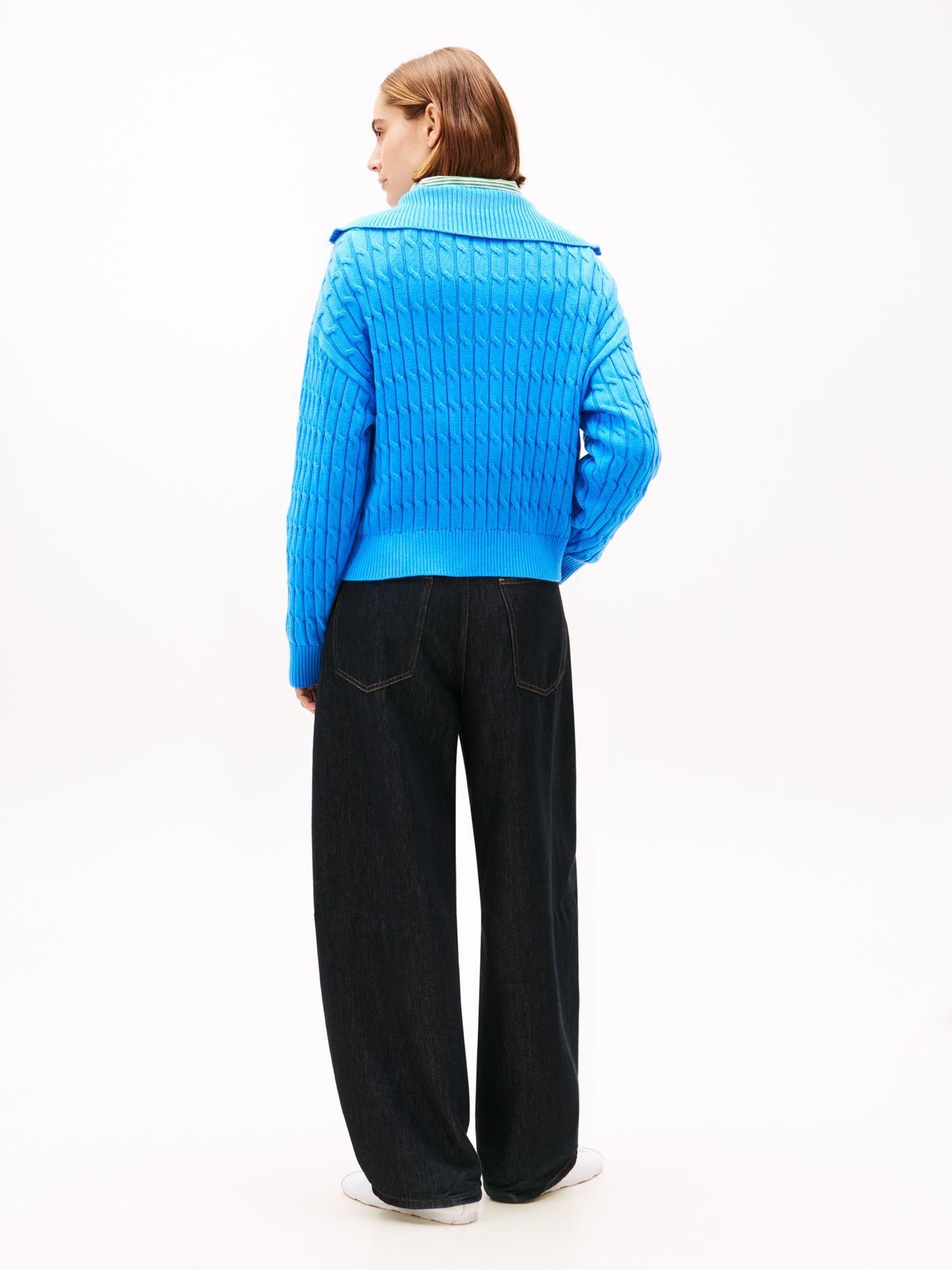 Sweater Cierre Tejido Cableado Tommy Hilfiger Turquesa-2