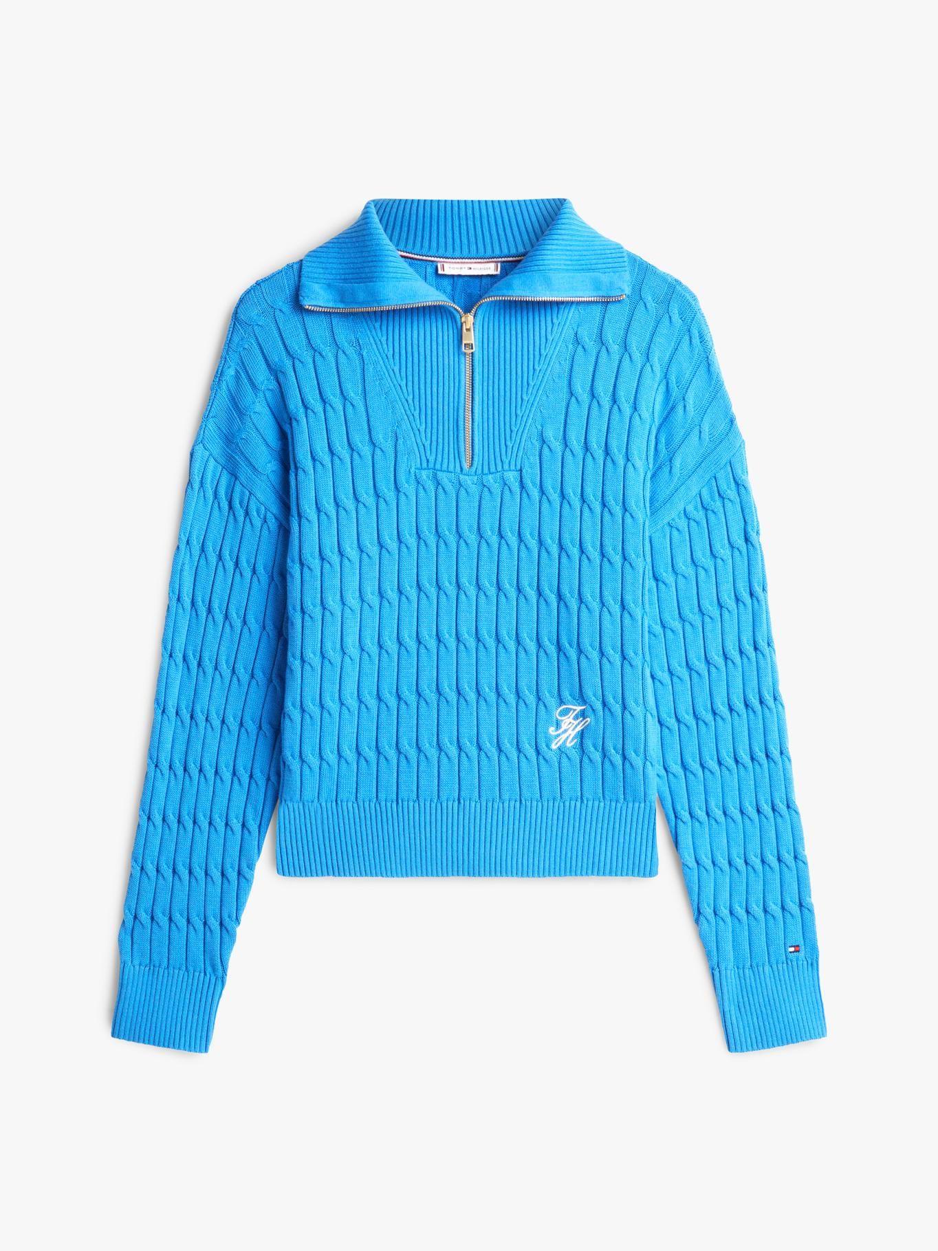 Sweater Cierre Tejido Cableado Tommy Hilfiger Turquesa-4