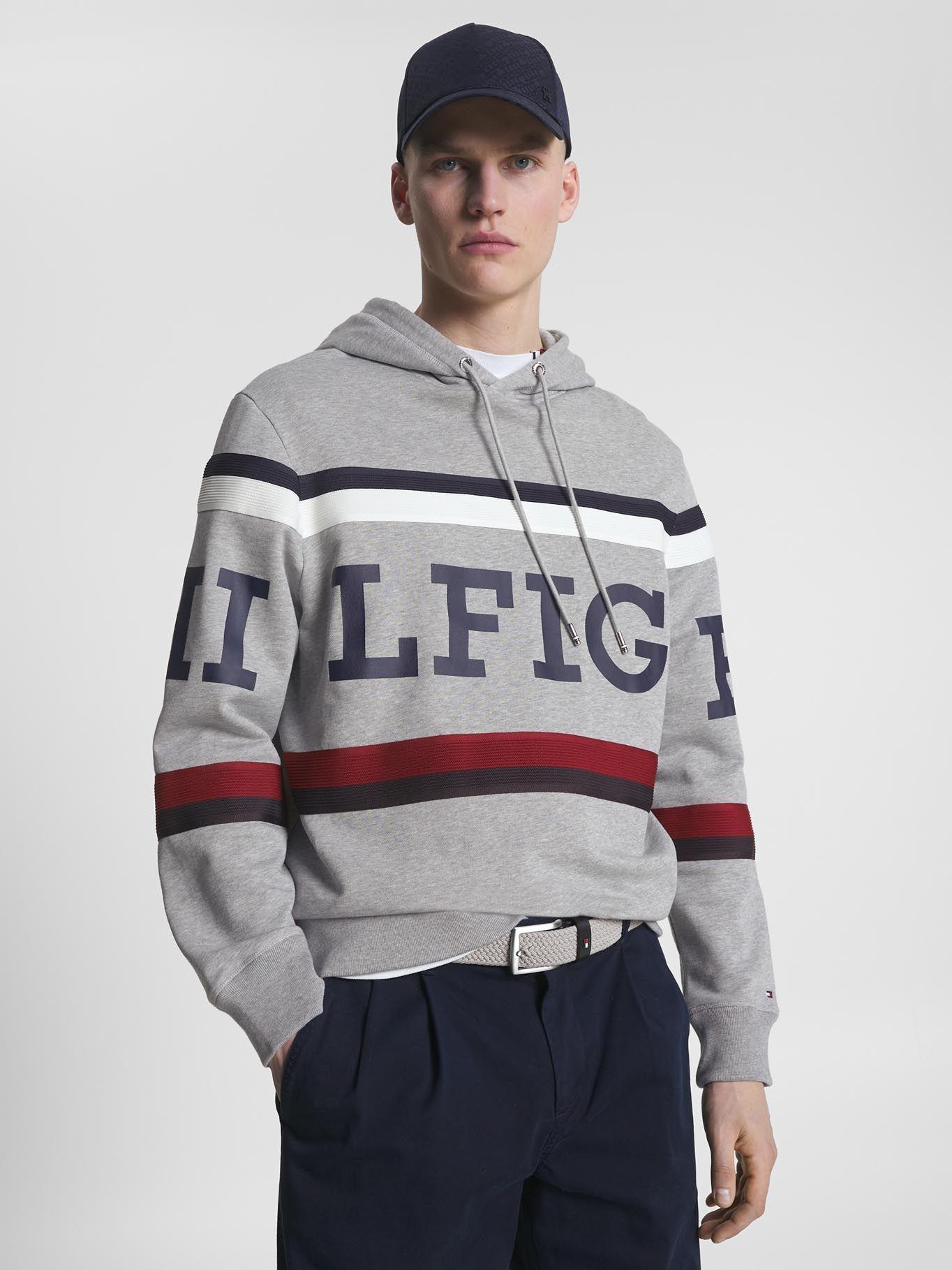 Polerón Hoodie Global Stripe Gris Tommy Hilfiger-0