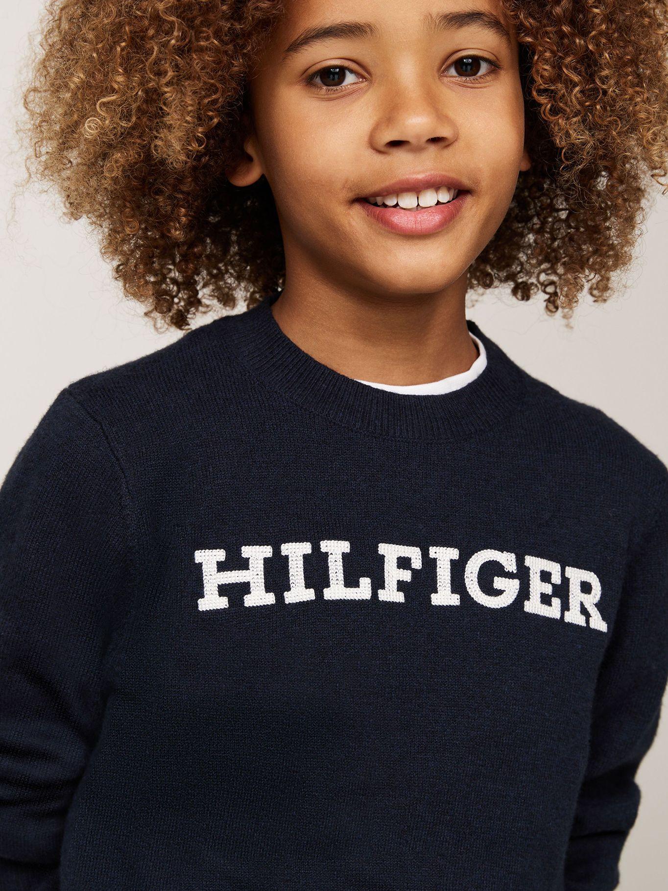 Sweater Con Logo Monotype Azul Tommy Hilfiger-3