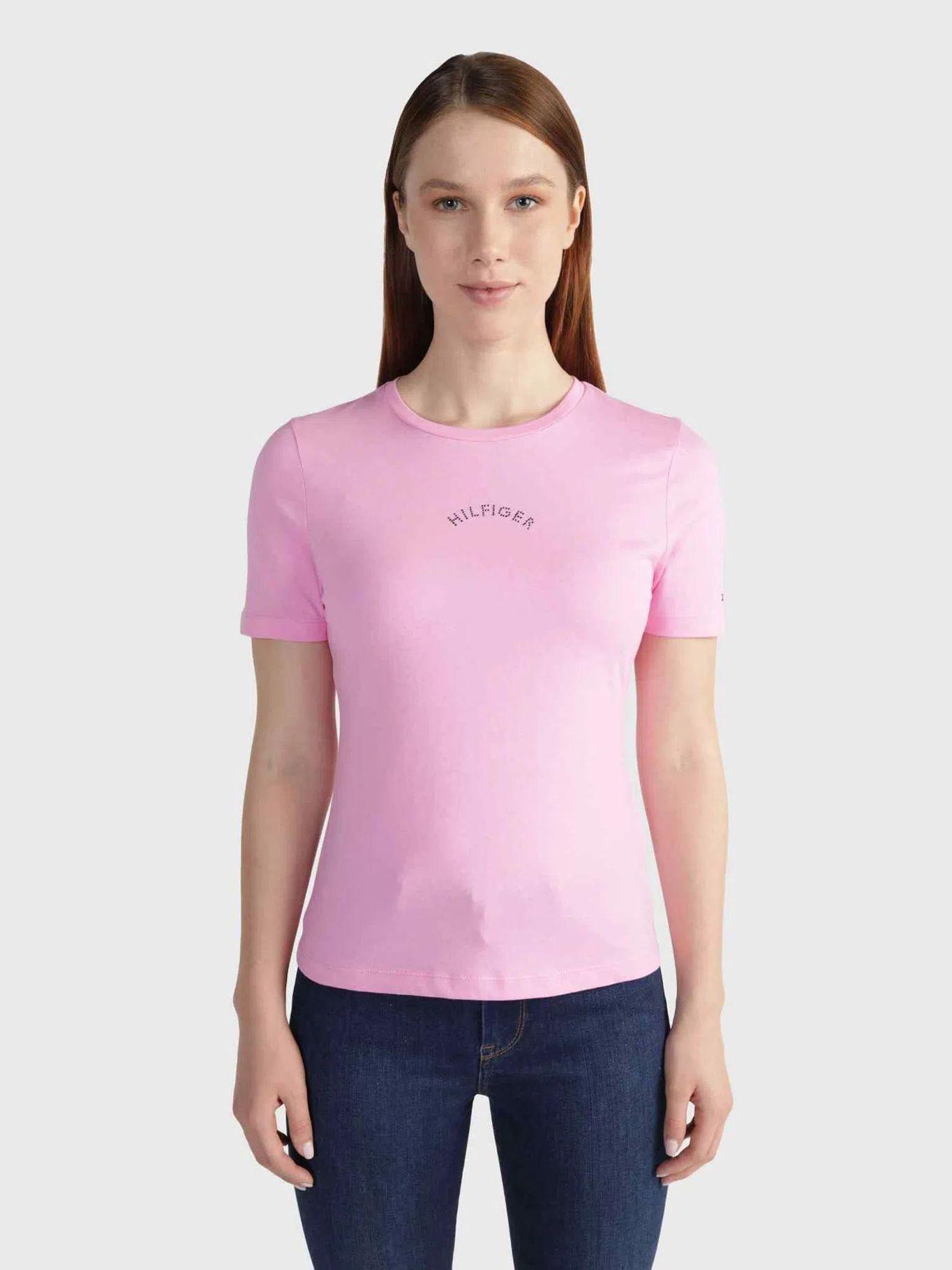 Polera Slim Fit Con Glitter Rosado Tommy Hilfiger-0