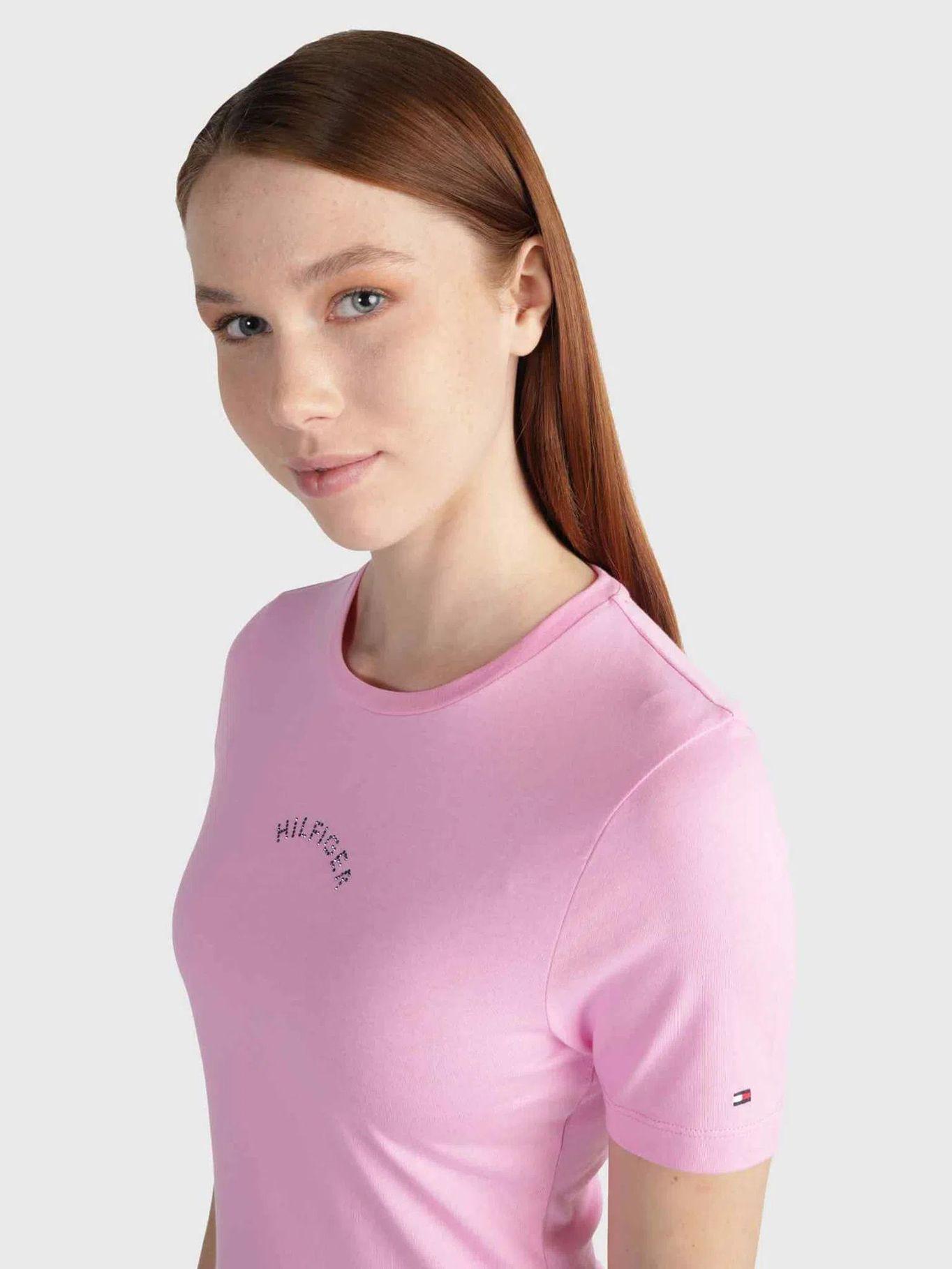 Polera Slim Fit Con Glitter Rosado Tommy Hilfiger-3