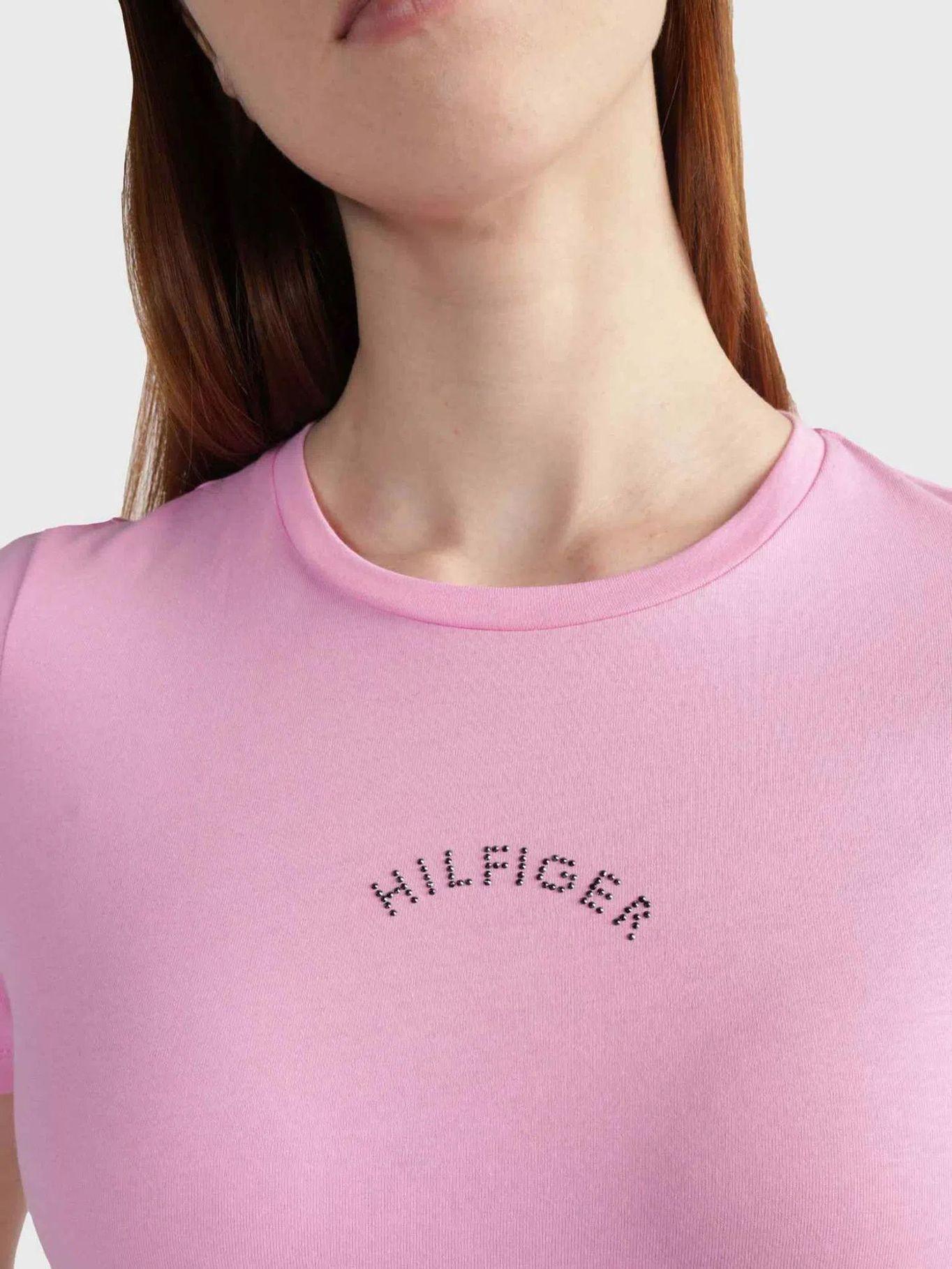 Polera Slim Fit Con Glitter Rosado Tommy Hilfiger-4