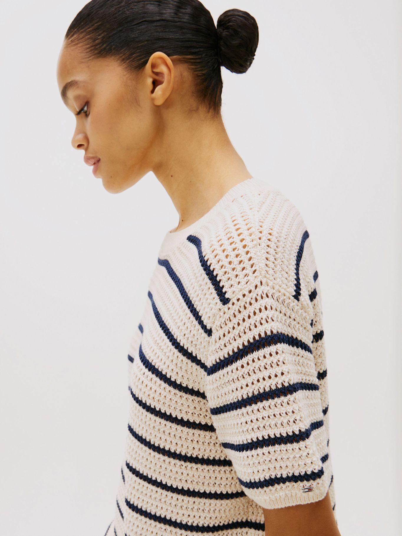 Sweater De Croché Solid Azul Tommy Hilfiger-3