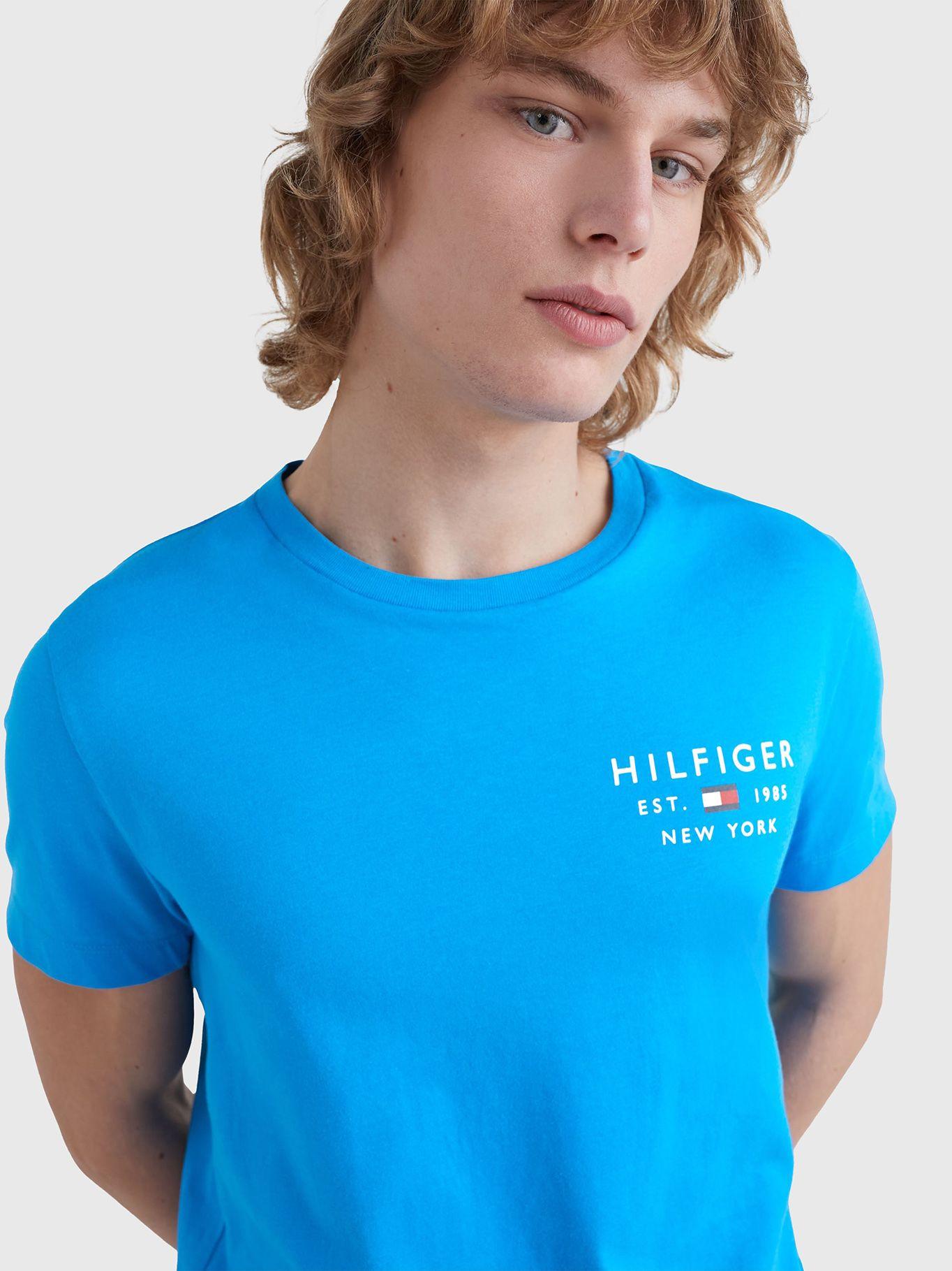 Polera Brand Small Logo Celeste Tommy Hilfiger-3