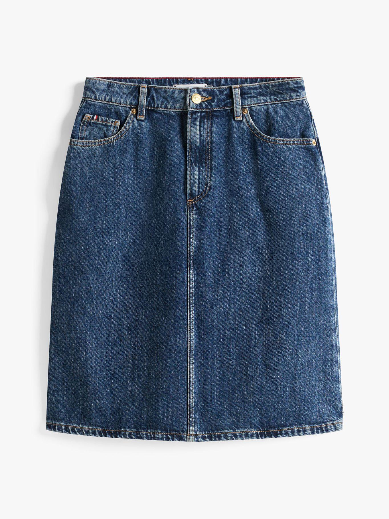 Falda Denim De Corte Recto Azul Tommy Hilfiger-4