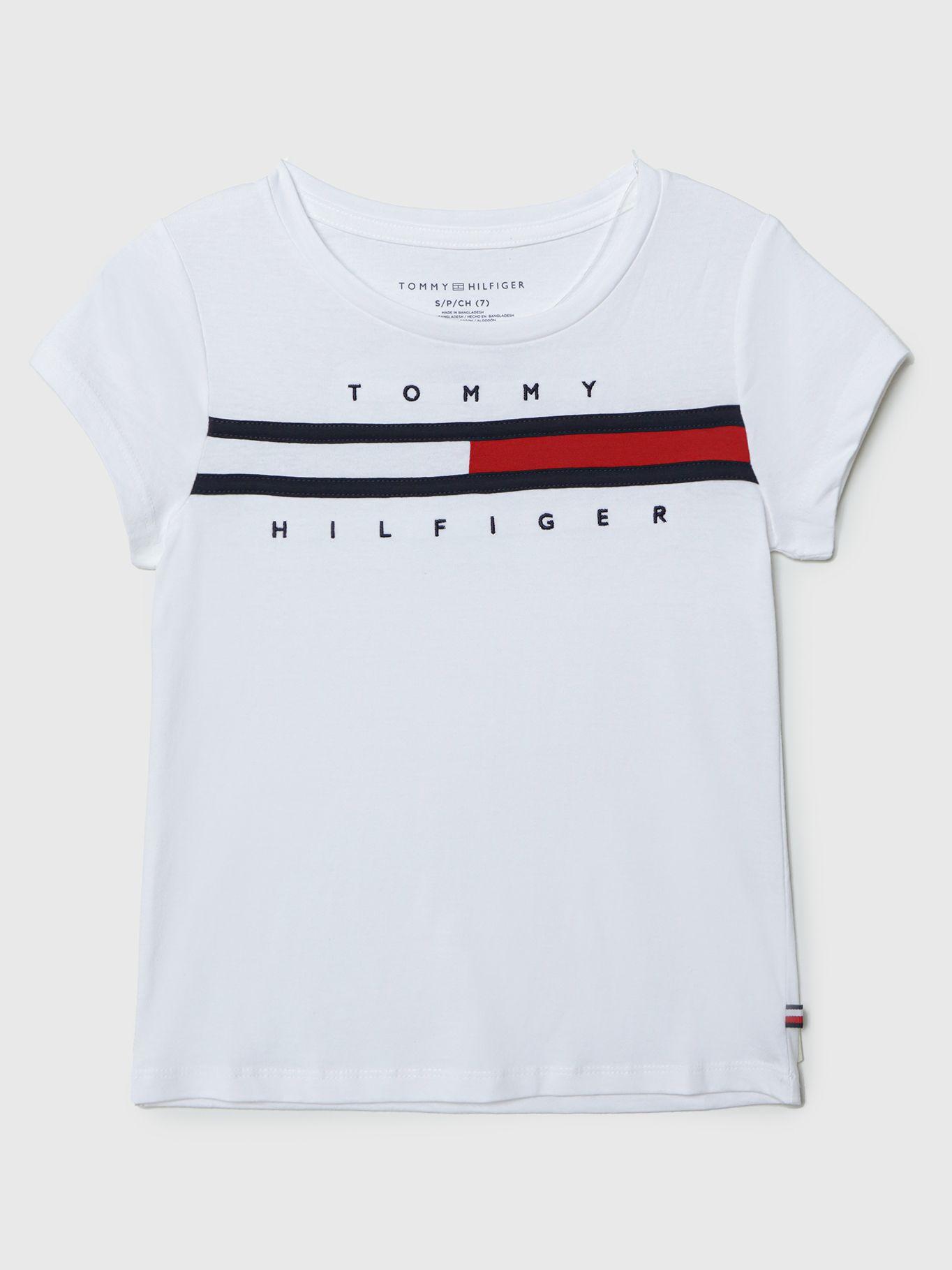 Polera De Niña Pieced Flag Logo Blanco Tommy Hilfiger-0