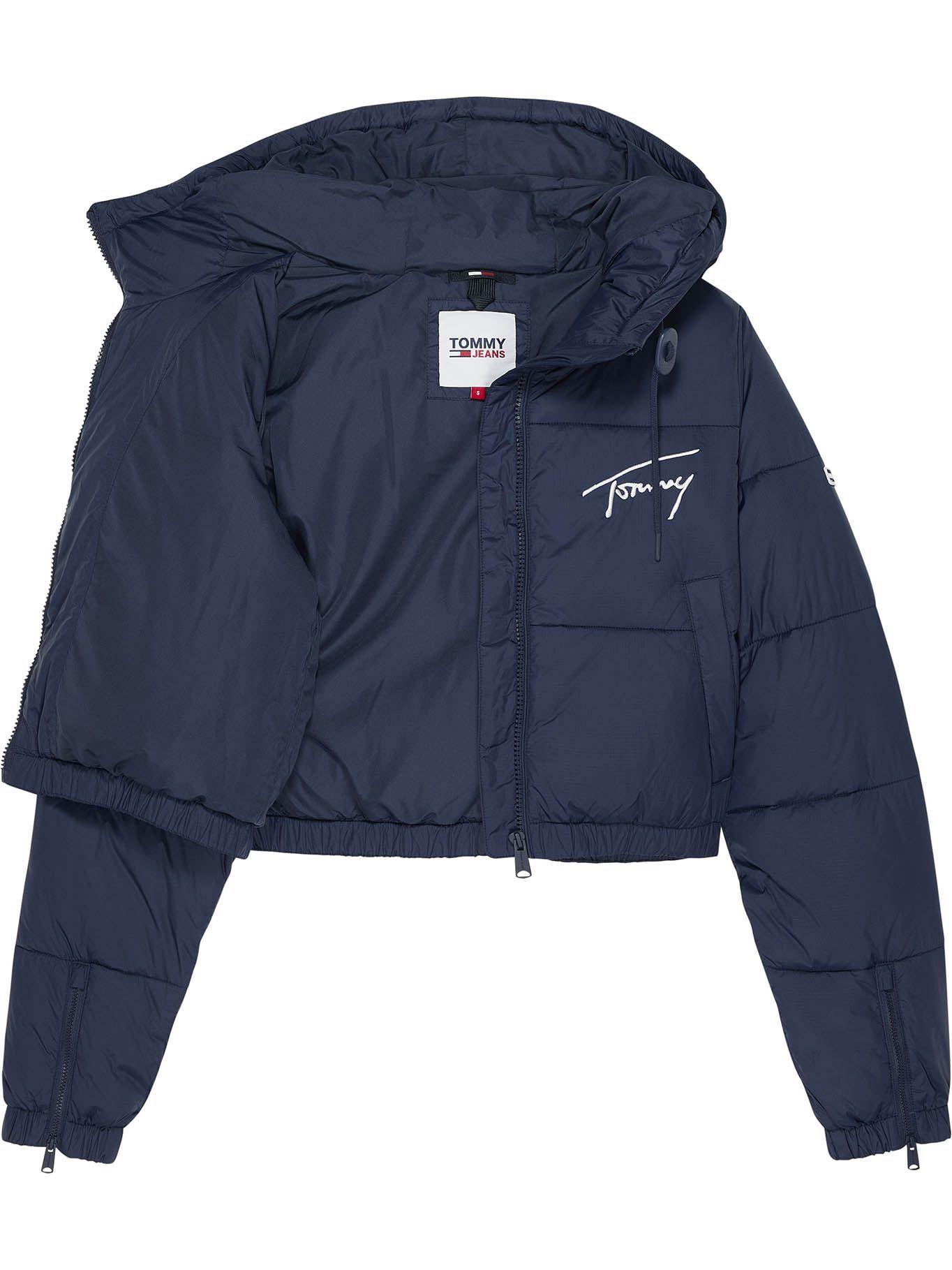 Parka Cropped Signature Logo Azul Tommy Hilfiger-3