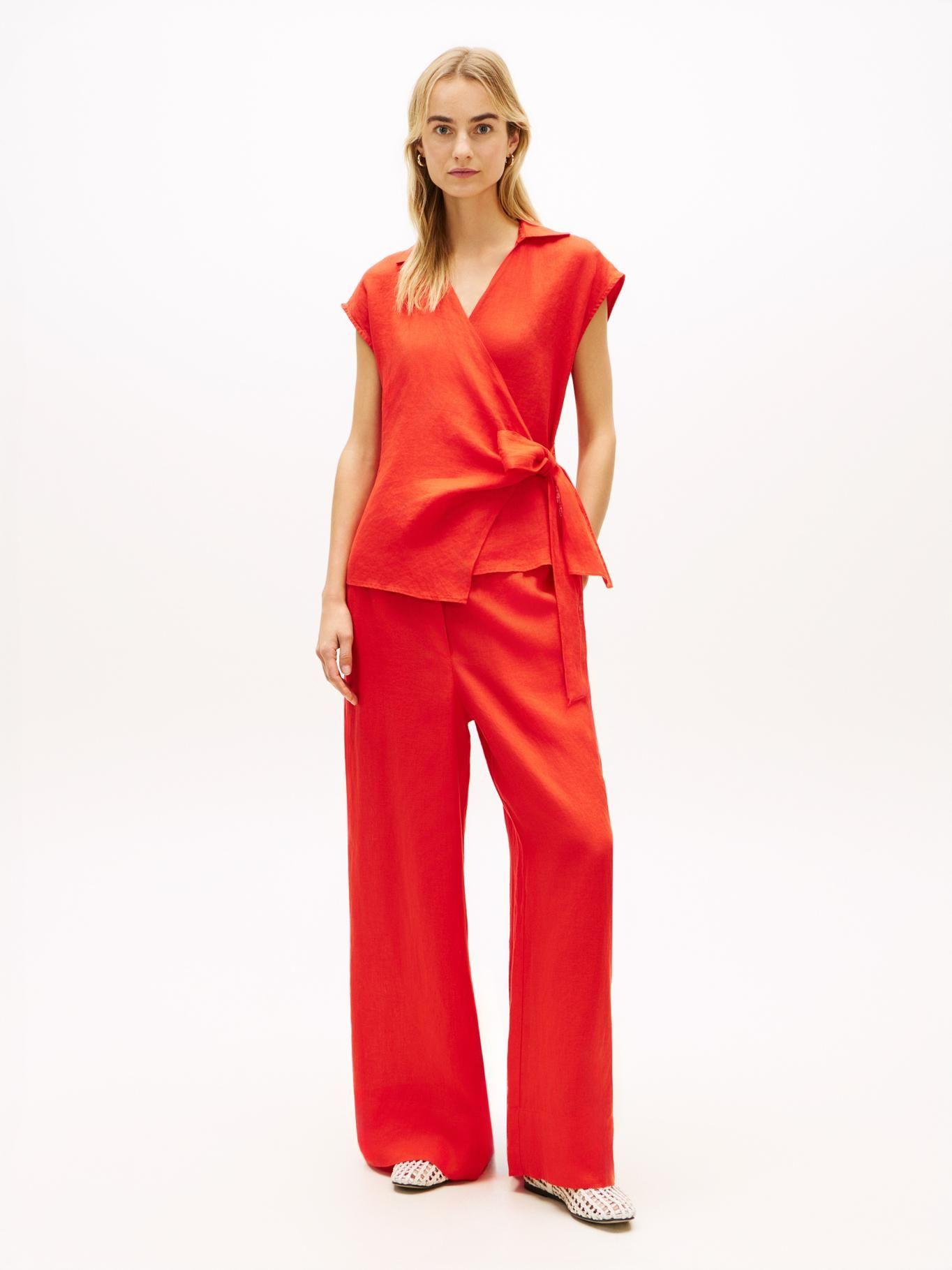 Blusa De Lino Con Lazo Anudable-1