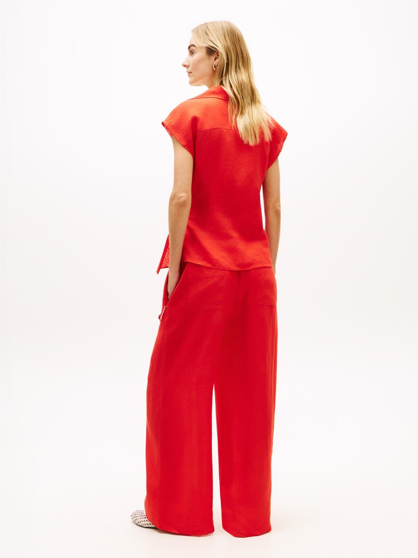 Blusa De Lino Con Lazo Anudable-2