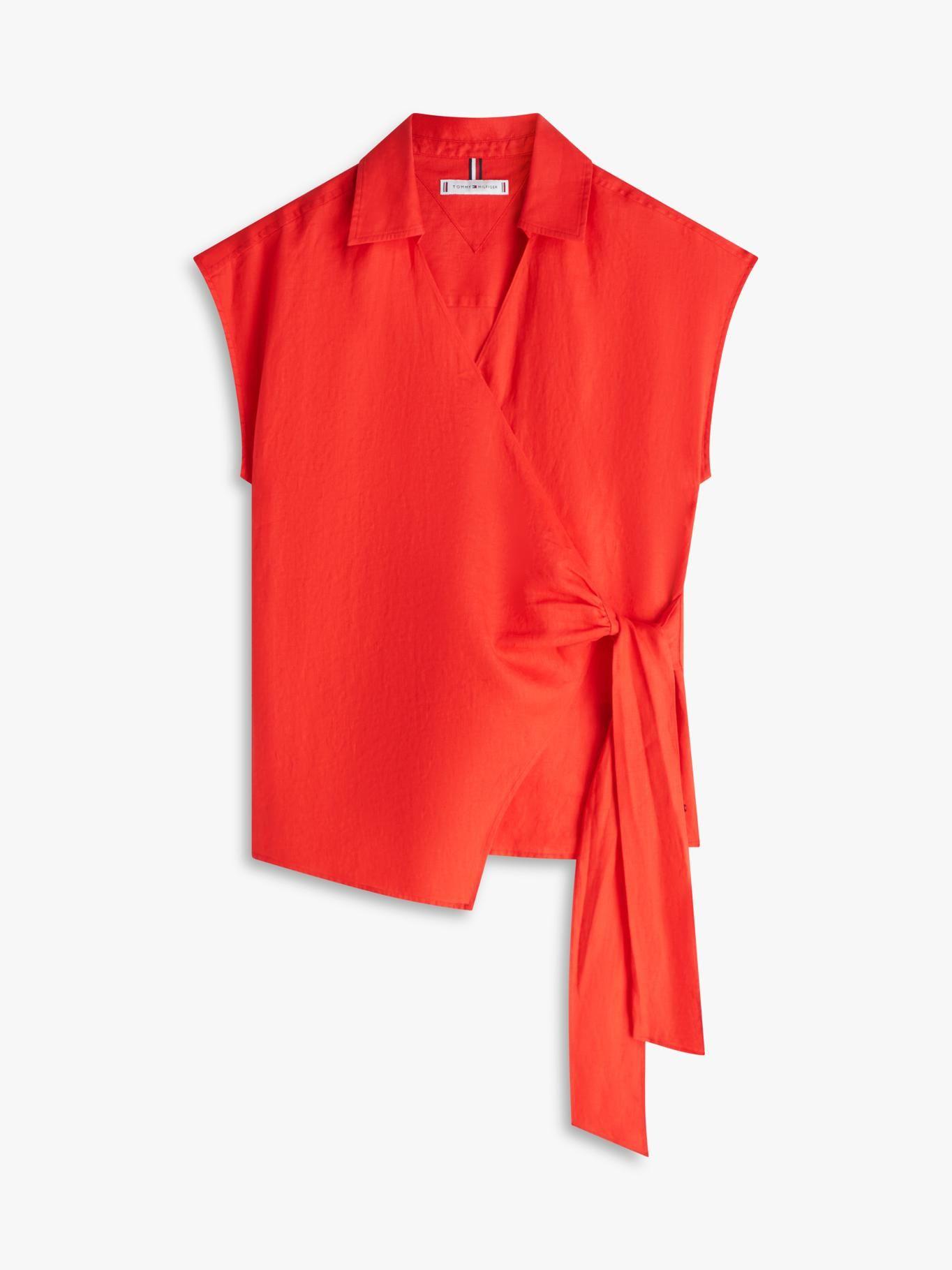 Blusa De Lino Con Lazo Anudable-4