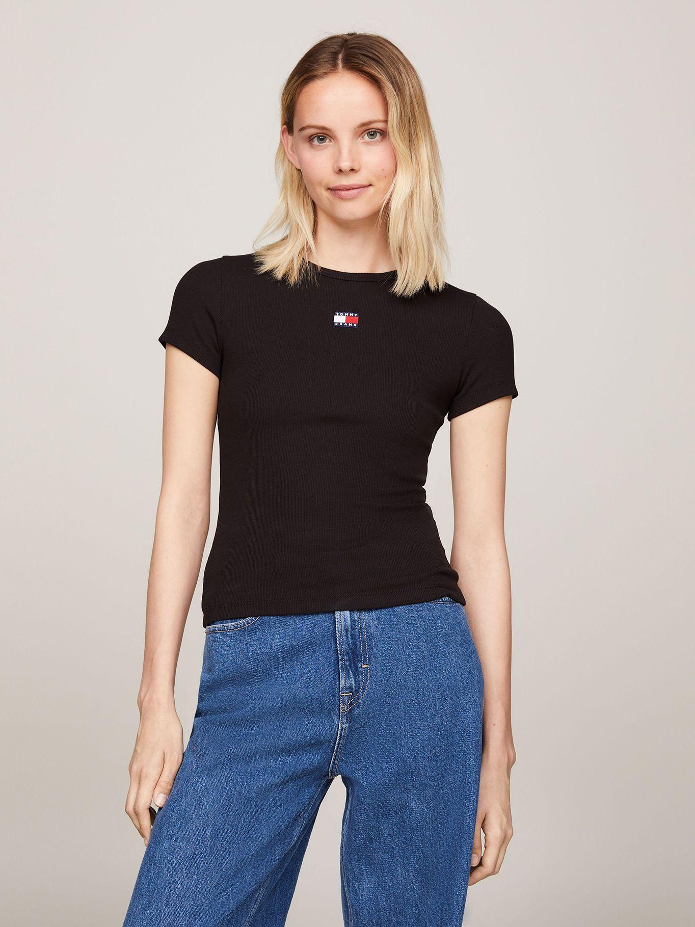 Polera Slim Fit Con Logo De Parche Negro Tommy Jeans-0