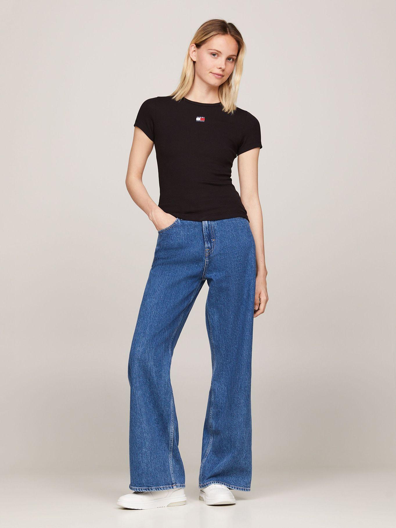 Polera Slim Fit Con Logo De Parche Negro Tommy Jeans-1