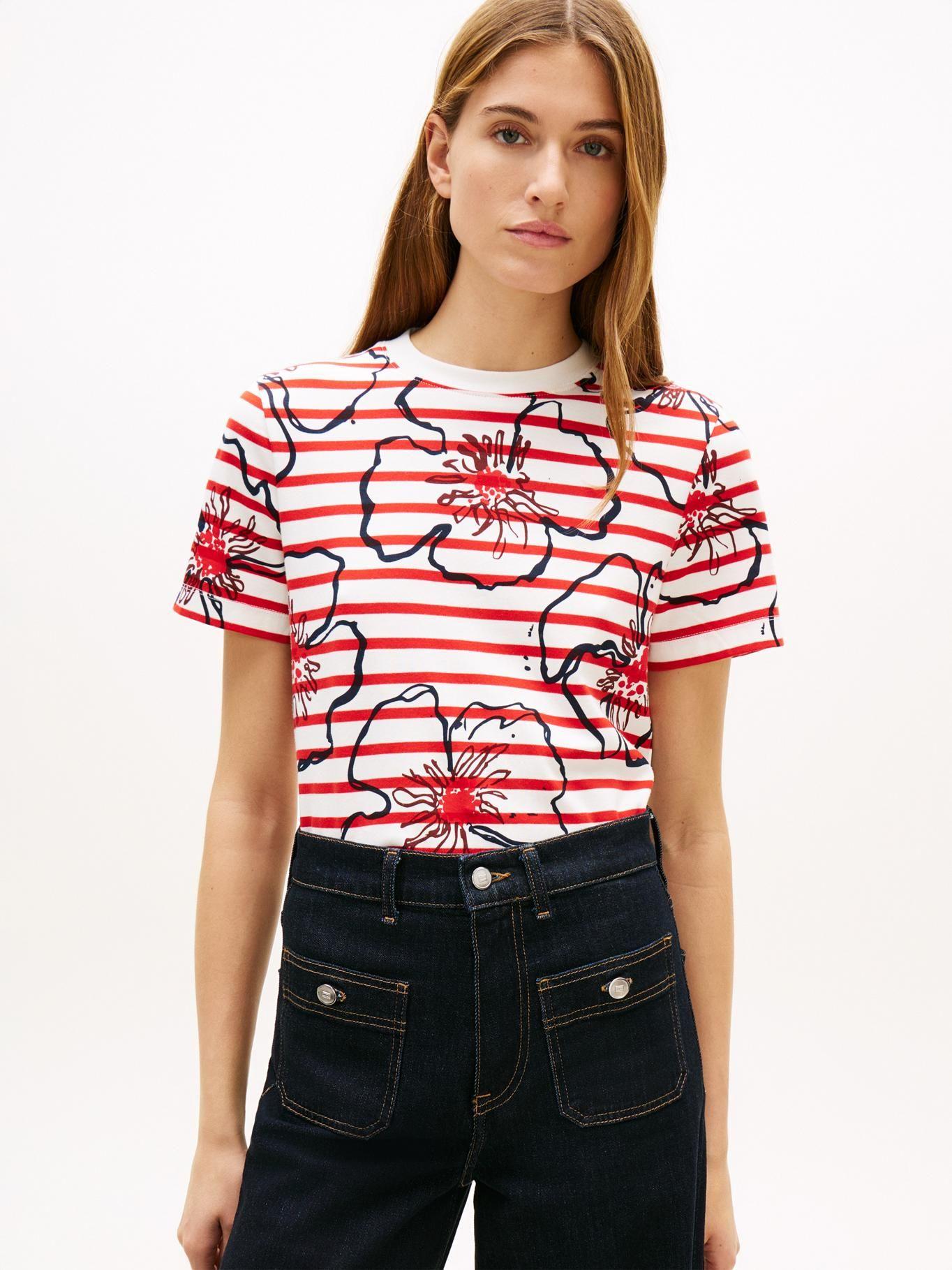 Polera Interlock Con Flores Regular Fit-0