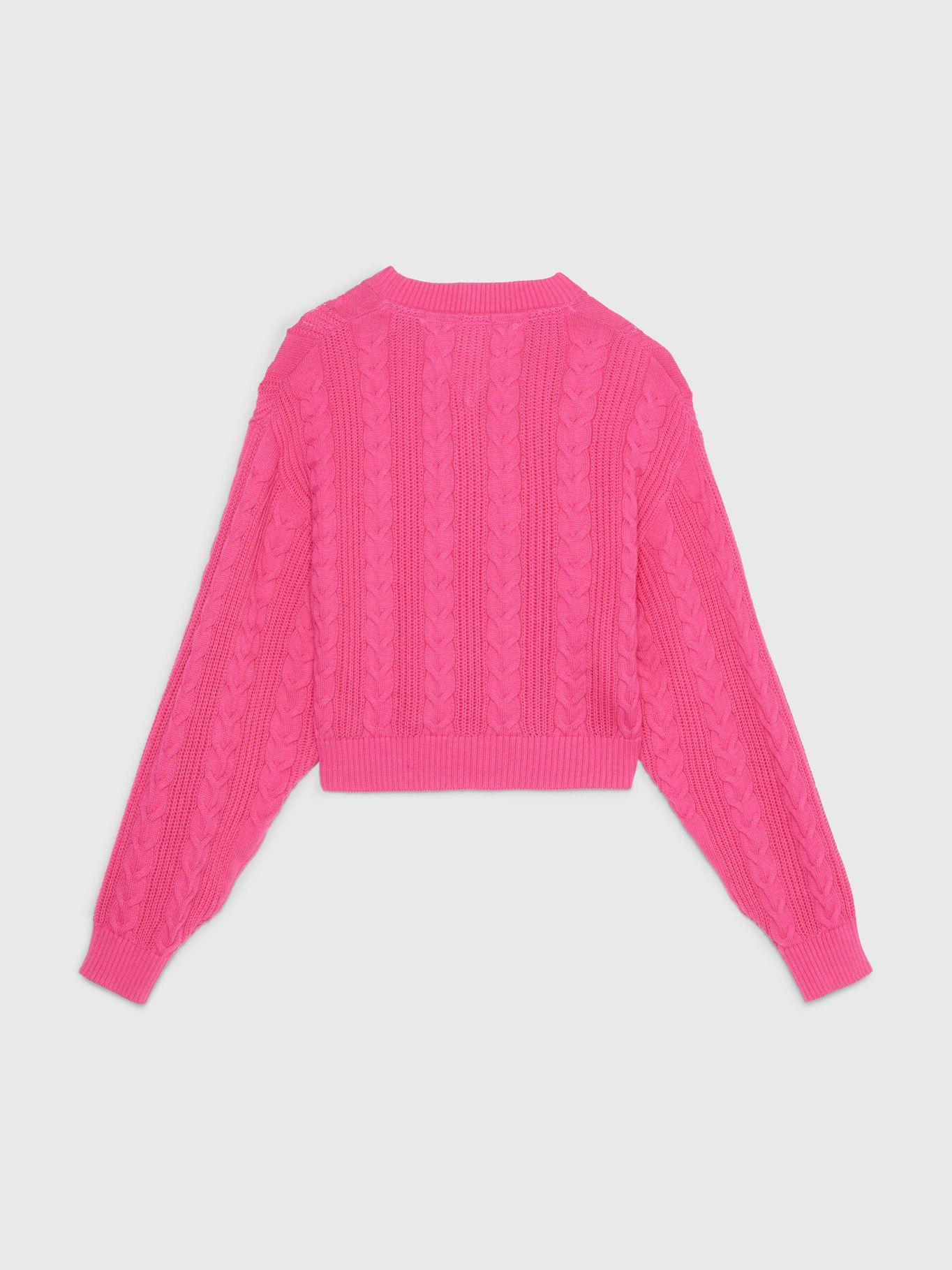 Sweater Cropped De Punto Trenzado Rosado Tommy Hilfiger-1