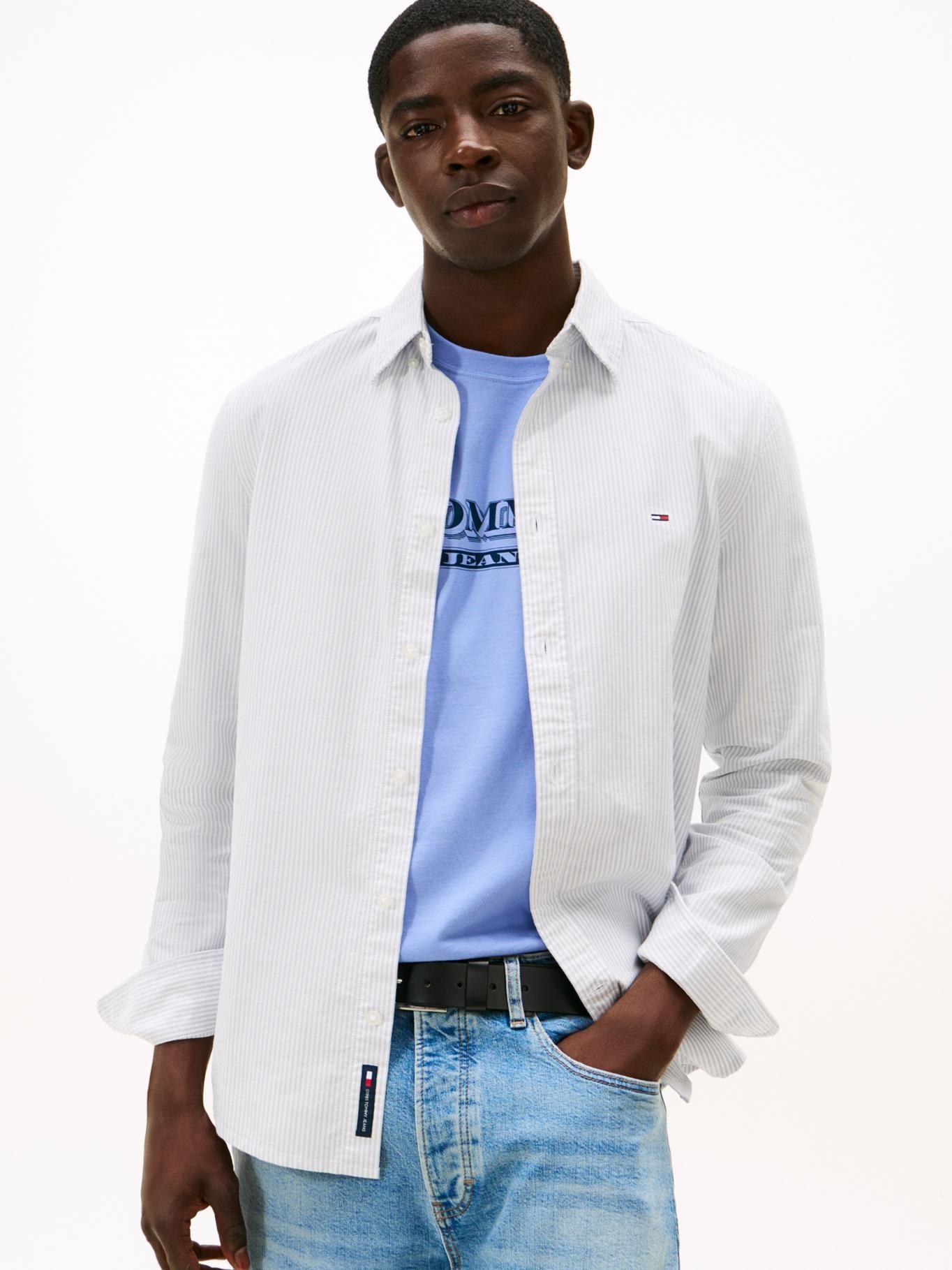 Camisa Diseño De Rayas Slim Fit Tommy Jeans Blanco-0
