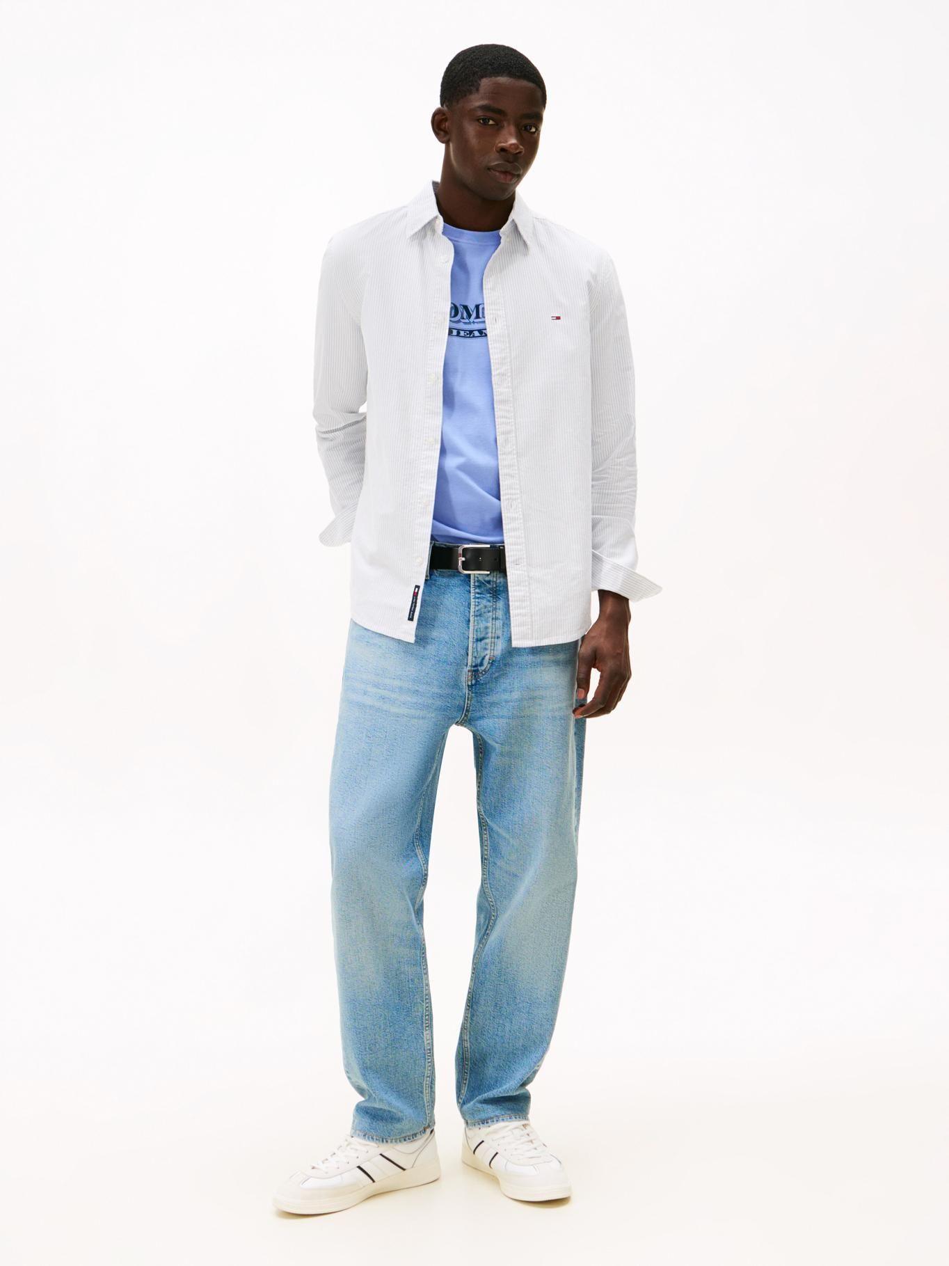 Camisa Diseño De Rayas Slim Fit Tommy Jeans Blanco-1