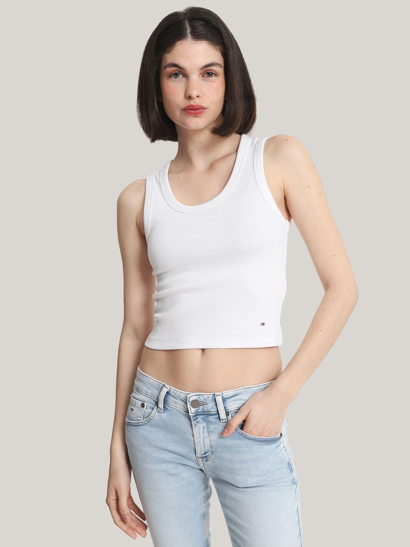 Polera Cropped Acanalada Blanco Tommy Hilfiger-0