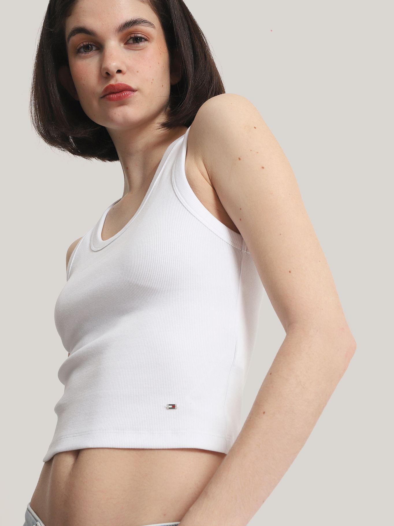 Polera Cropped Acanalada Blanco Tommy Hilfiger-3
