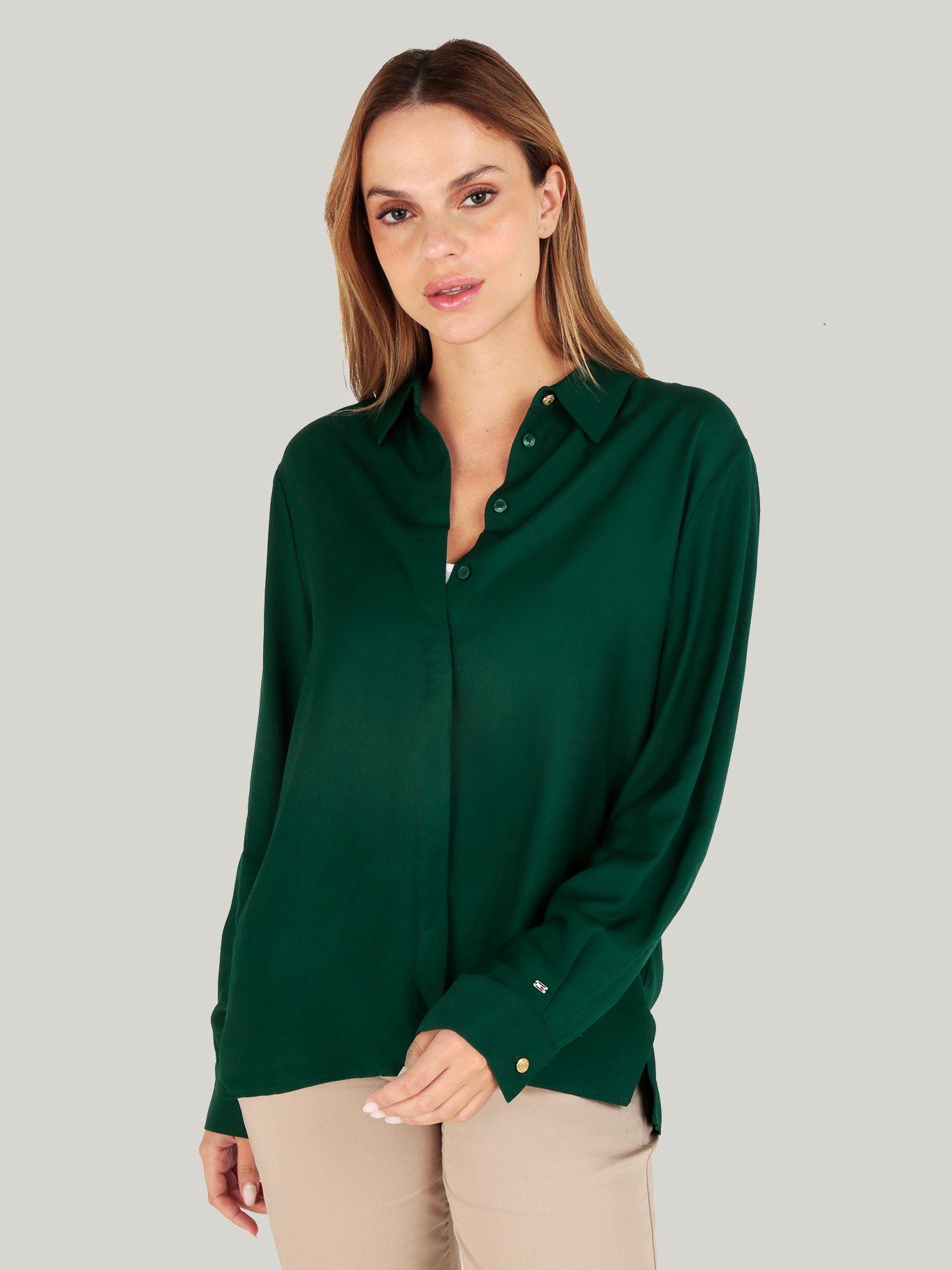 Camisa Logo Metálico Corte Amplio Verde Tommy Hilfiger-0