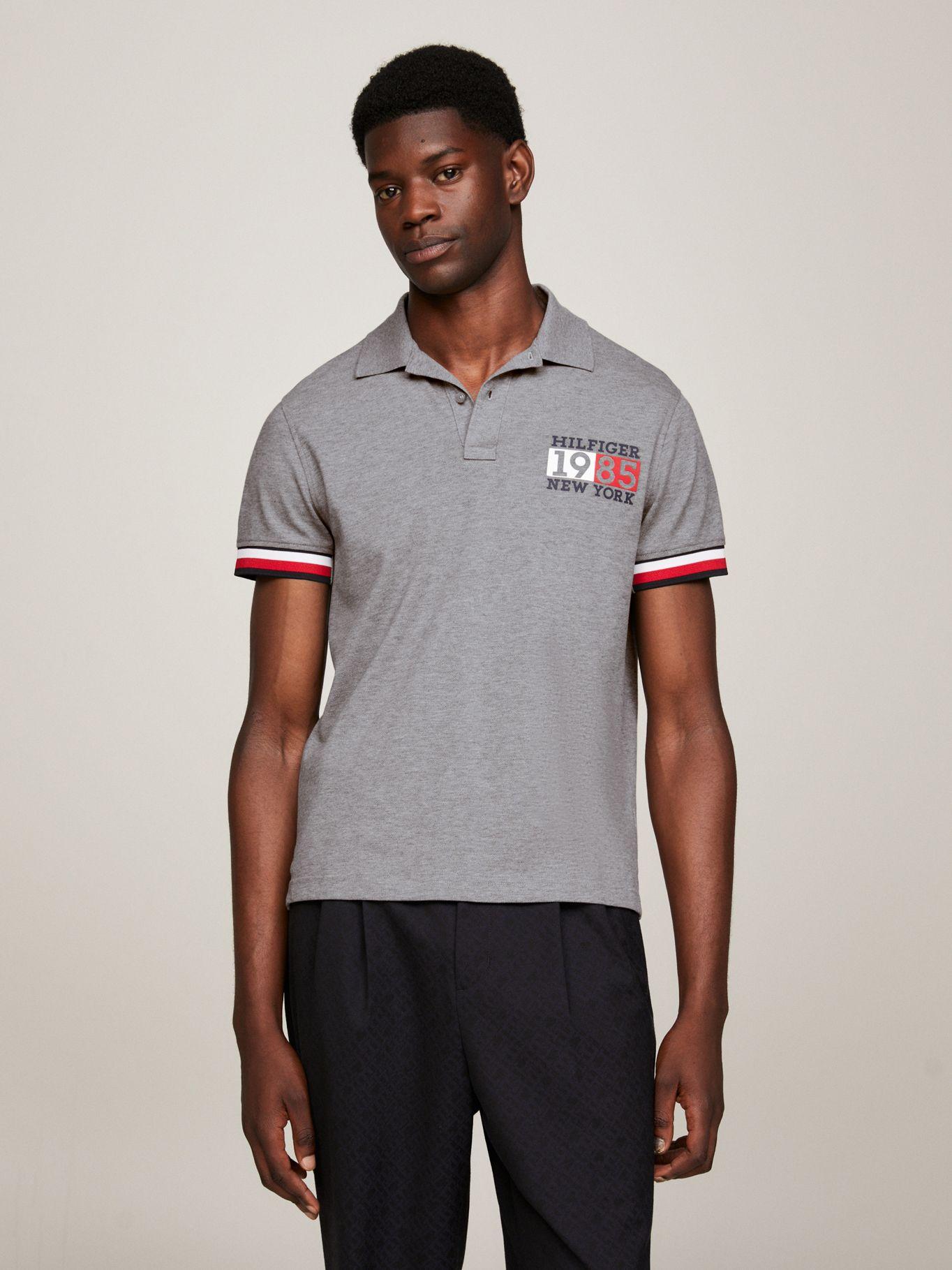 Polo Ribeteado Corte Slim Y Logo Gris Tommy Hilfiger-0
