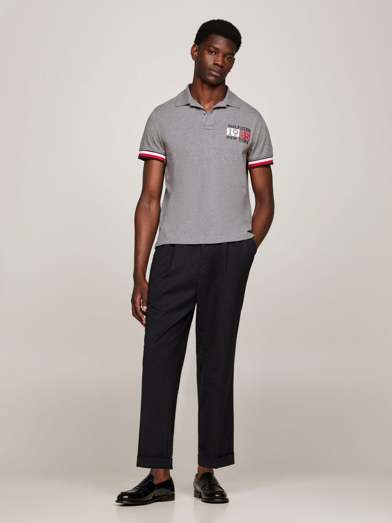 Polo Ribeteado Corte Slim Y Logo Gris Tommy Hilfiger-1
