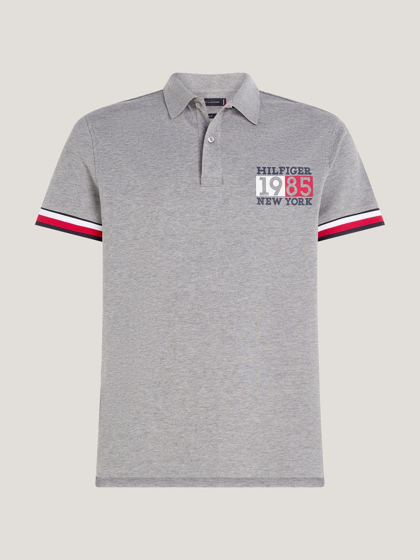 Polo Ribeteado Corte Slim Y Logo Gris Tommy Hilfiger-4