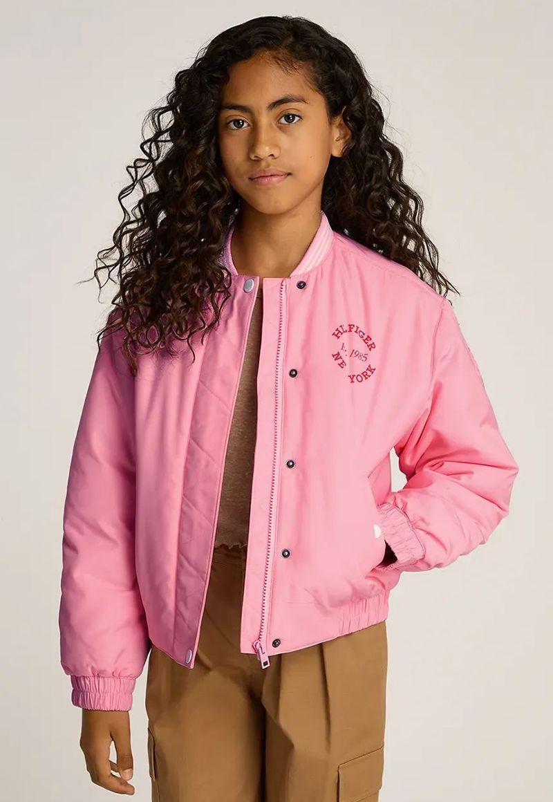Chaqueta Bomber Varsity De Satén Rosado Tommy Hilfiger-0