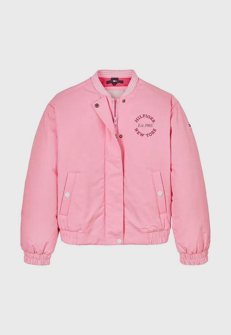 Chaqueta Bomber Varsity De Satén Rosado Tommy Hilfiger-3