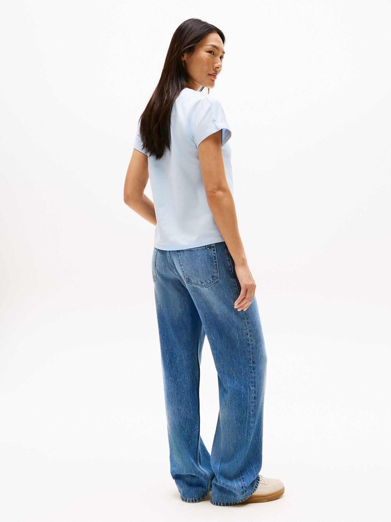 Polera  Logo Floral Script Celeste C1O Tommy Hilfiger-2