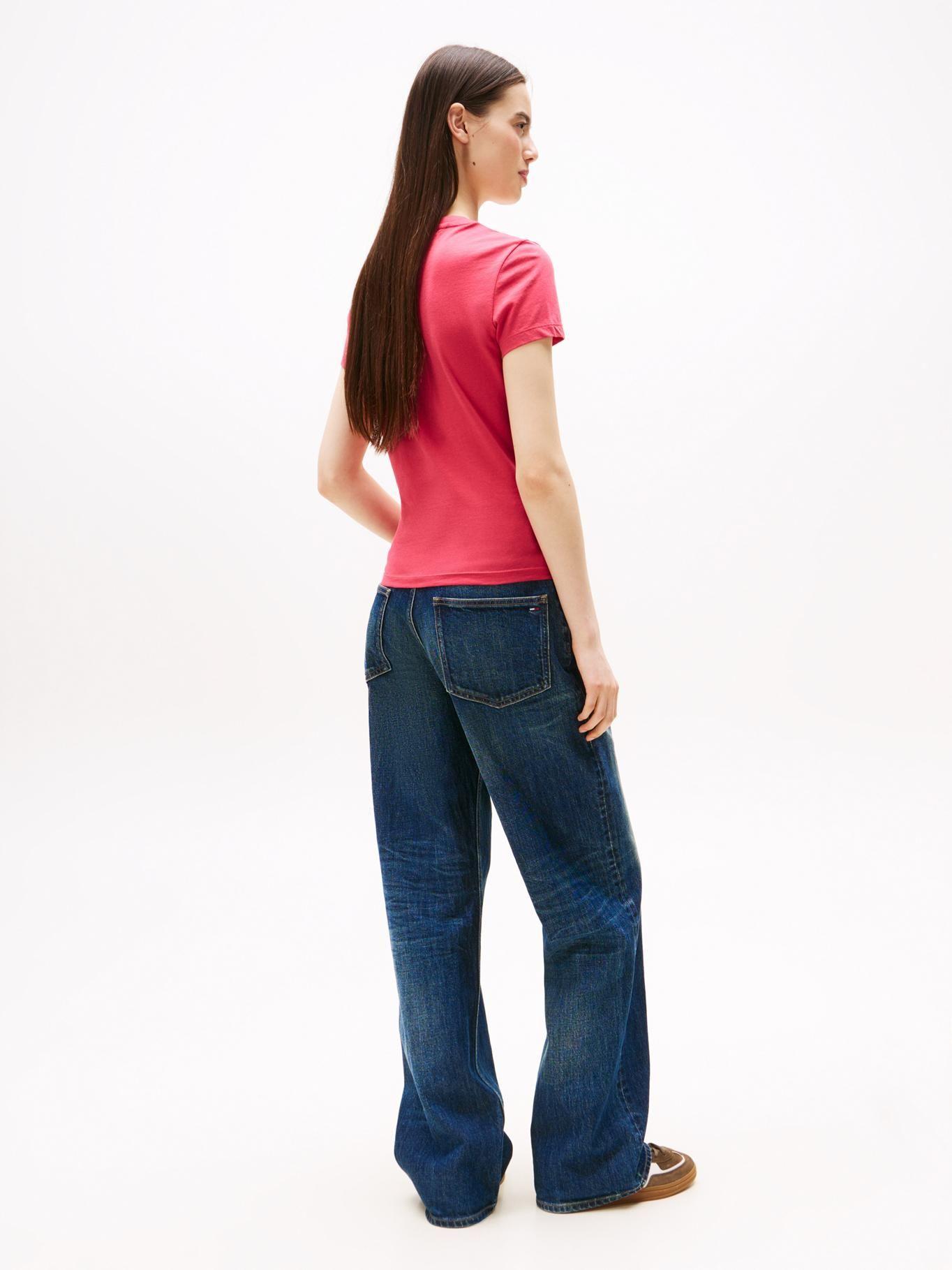 Polera Slim Fit Logo Essential Rosado Tommy Jeans-2