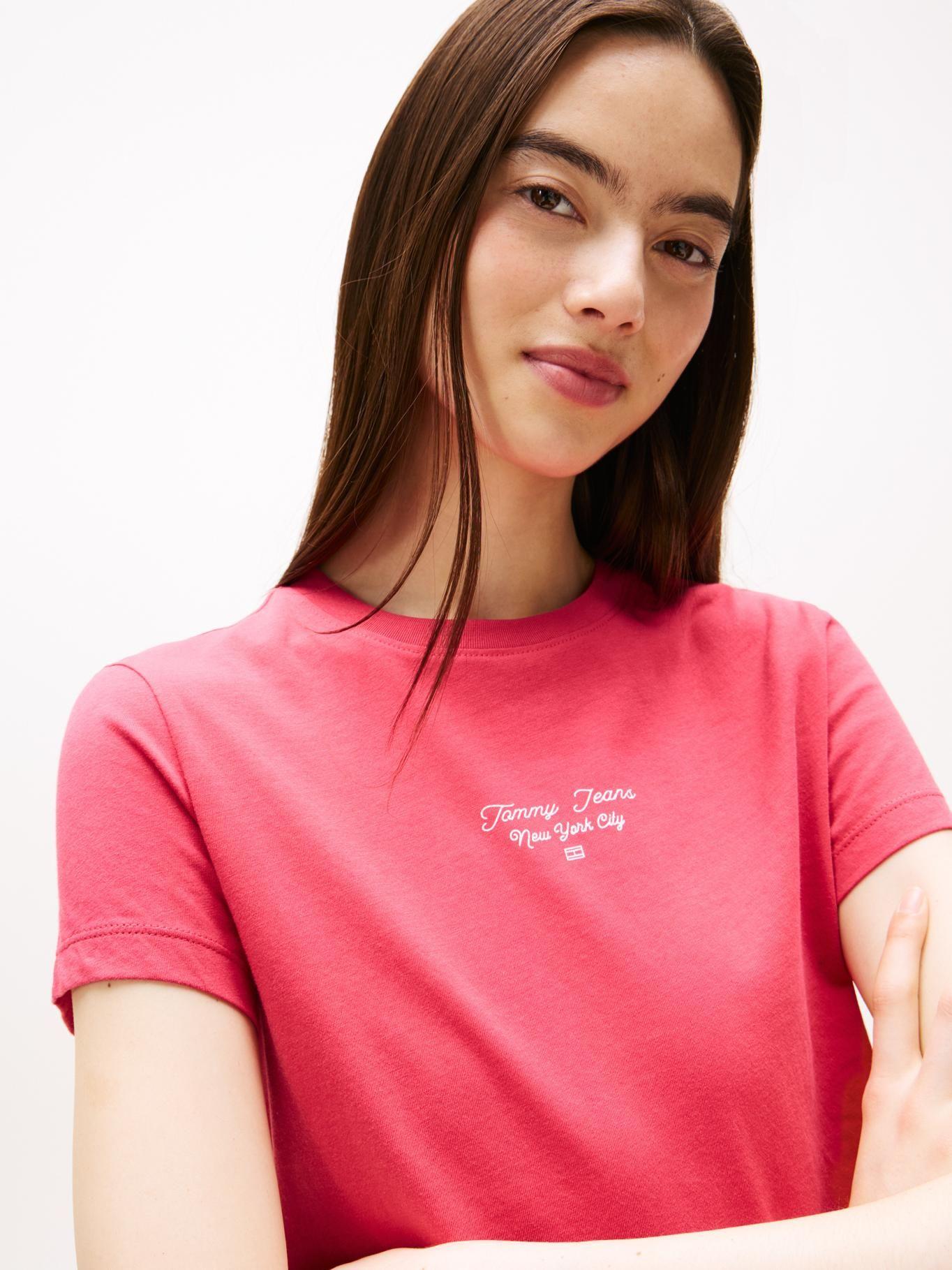 Polera Slim Fit Logo Essential Rosado Tommy Jeans-3