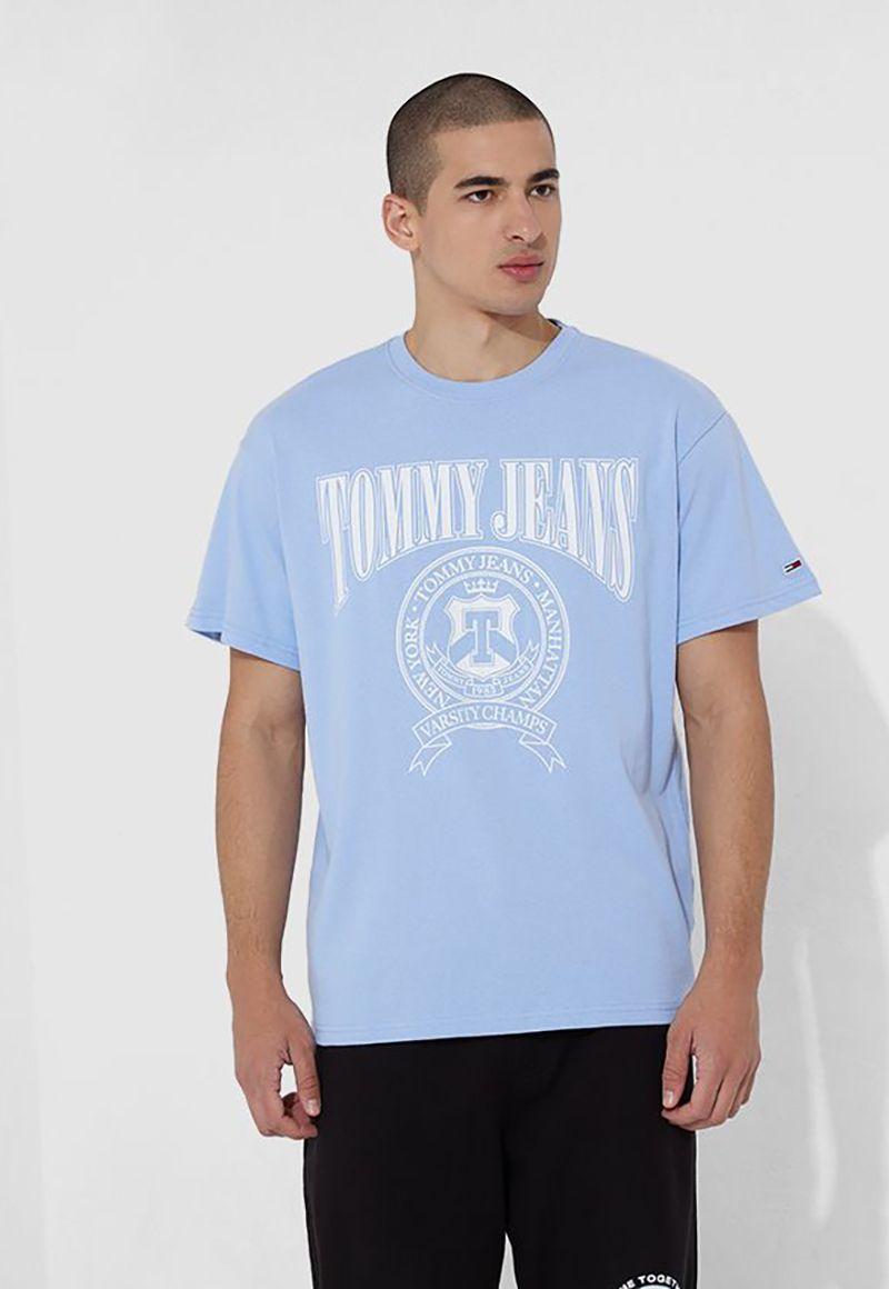 Polera Relaxed Varsity Logo Celeste Tommy Jeans-0