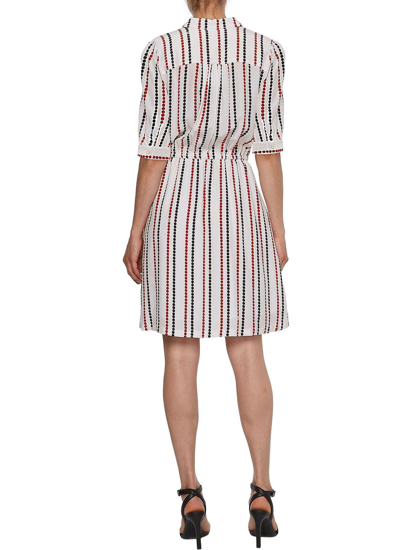 Vestido De Lunares Con Corte Evasé Blanco Tommy Hilfiger-1
