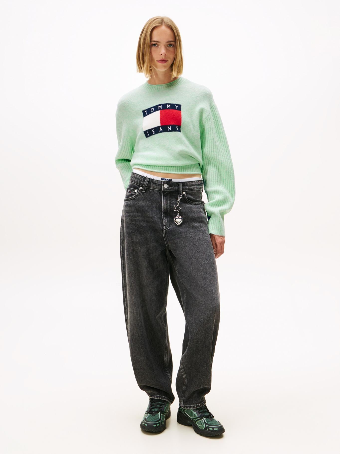 Sweater Jaspeado Con Logo Verde Tommy Jeans-1