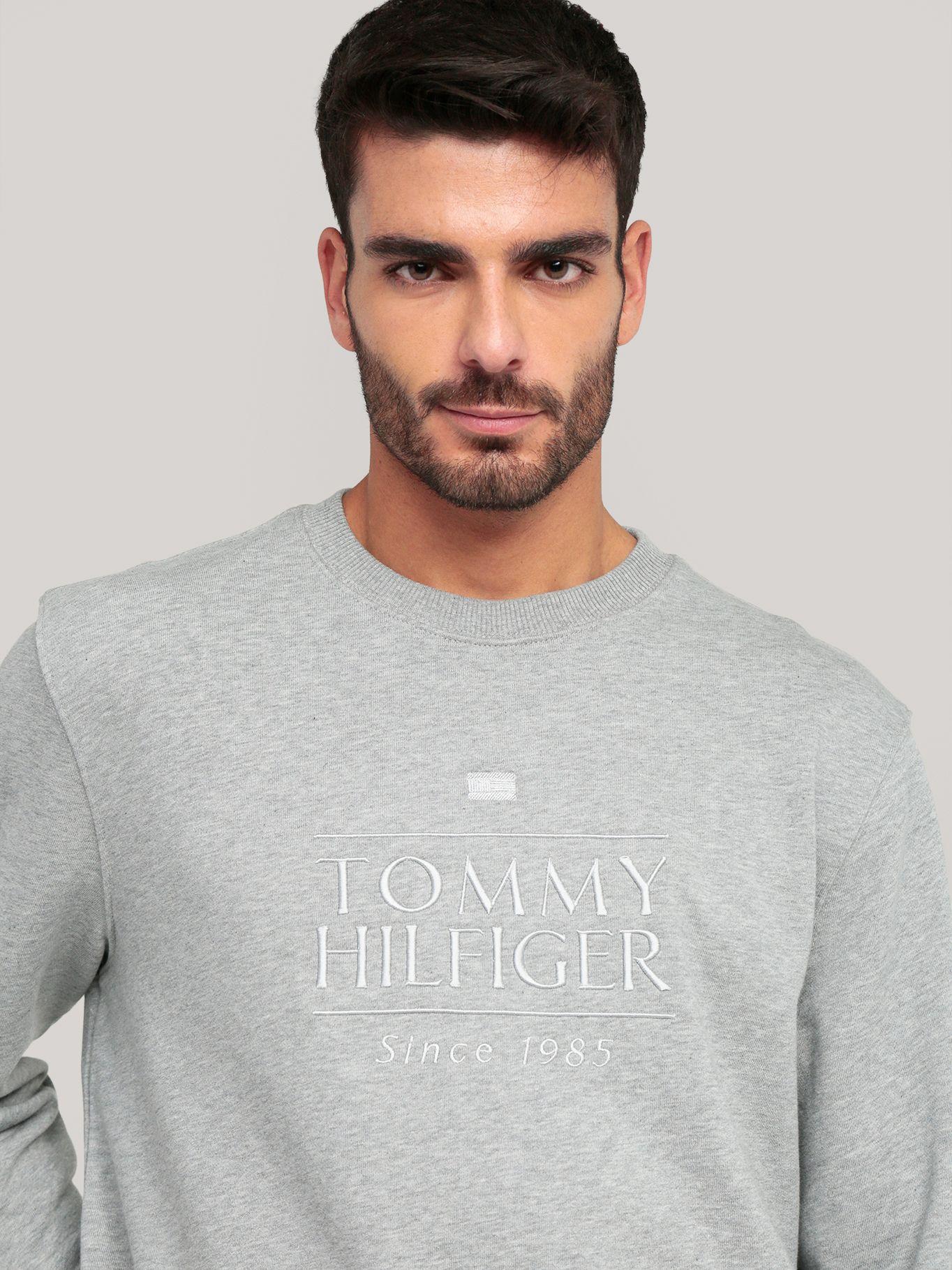Polerón Con Logo Bordado Gris Tommy Hilfiger-4