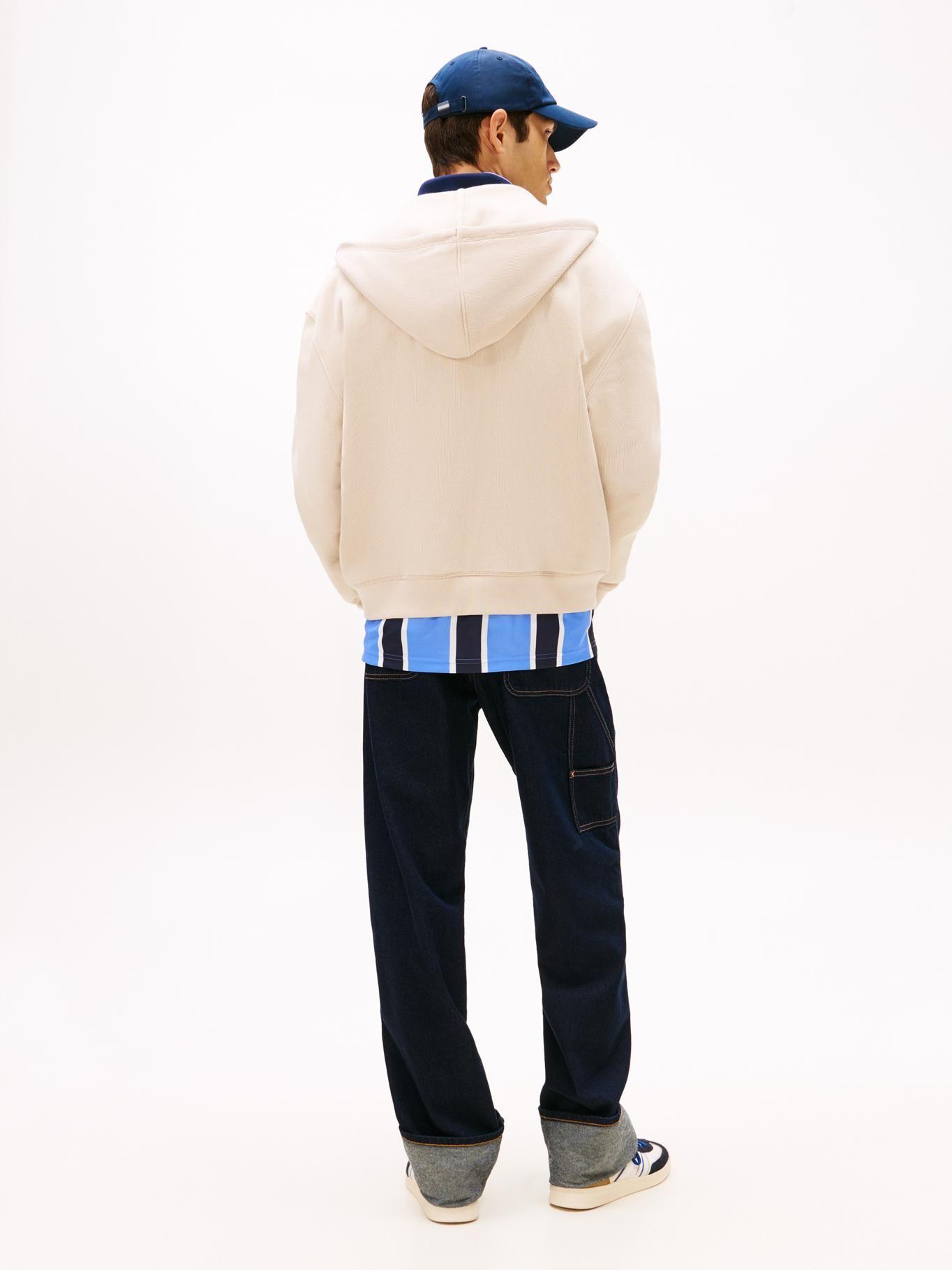 Polerón Hoodie Cierre Y Logo Script Tommy Jeans Beige-2