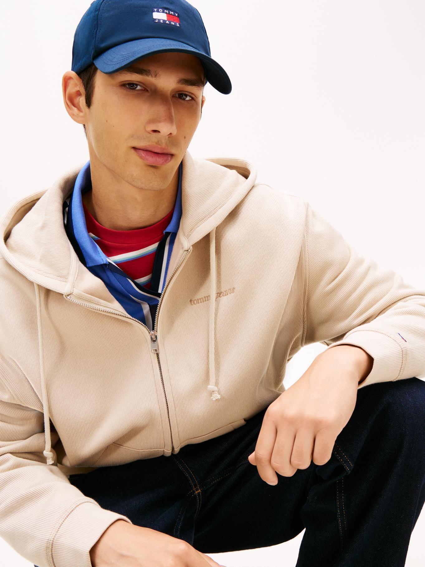Polerón Hoodie Cierre Y Logo Script Tommy Jeans Beige-3