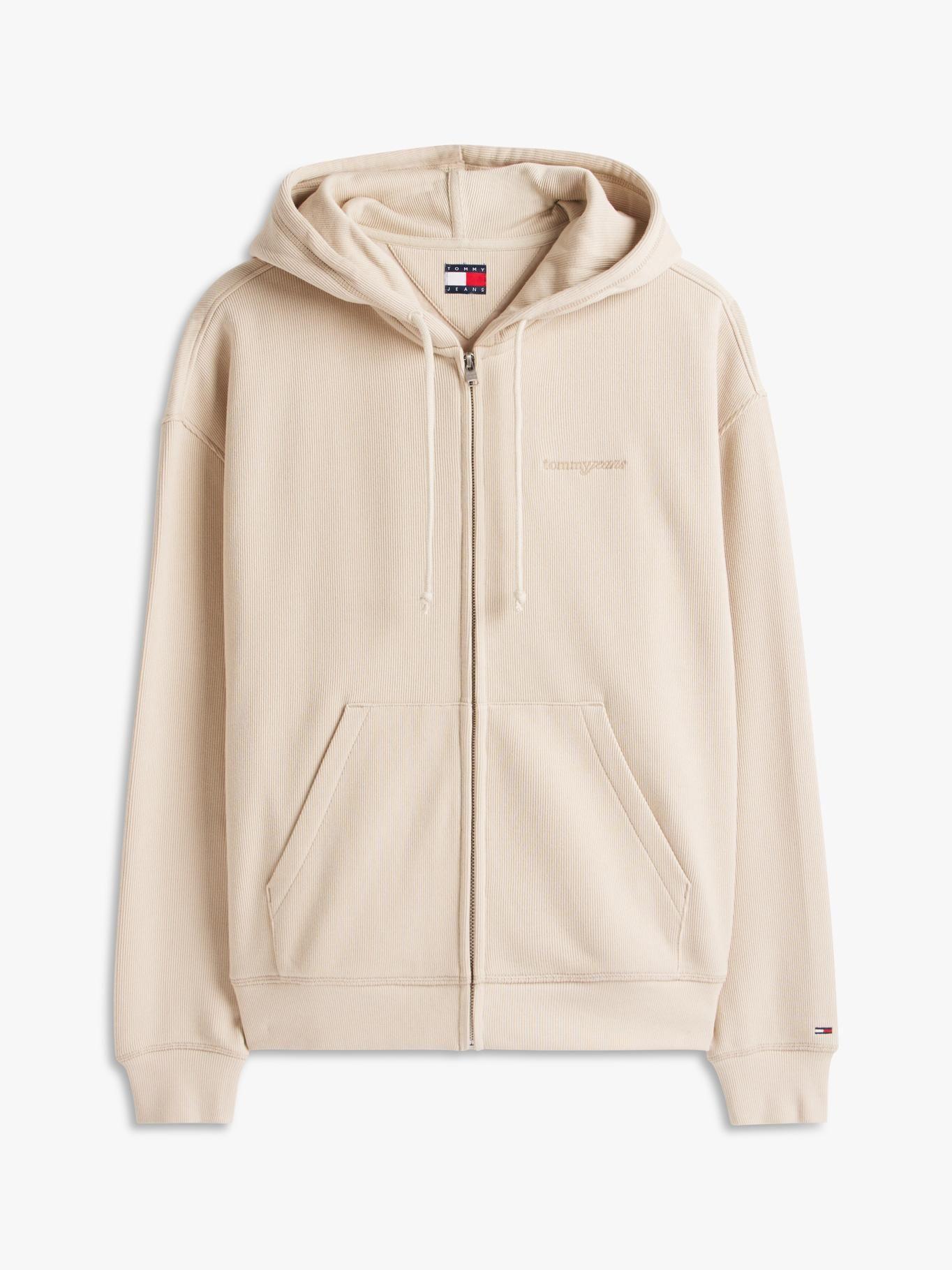 Polerón Hoodie Cierre Y Logo Script Tommy Jeans Beige-5