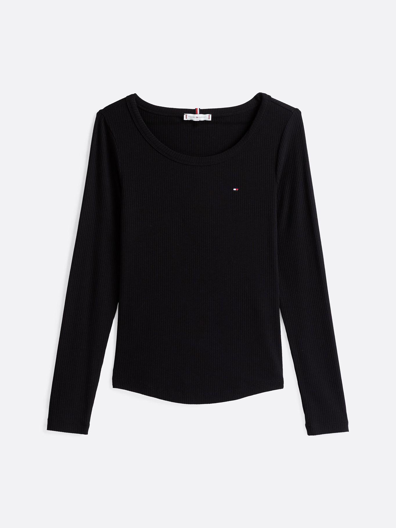 Polera Acanalada Slim Fit Con Logo Negro Tommy Hilfiger-4